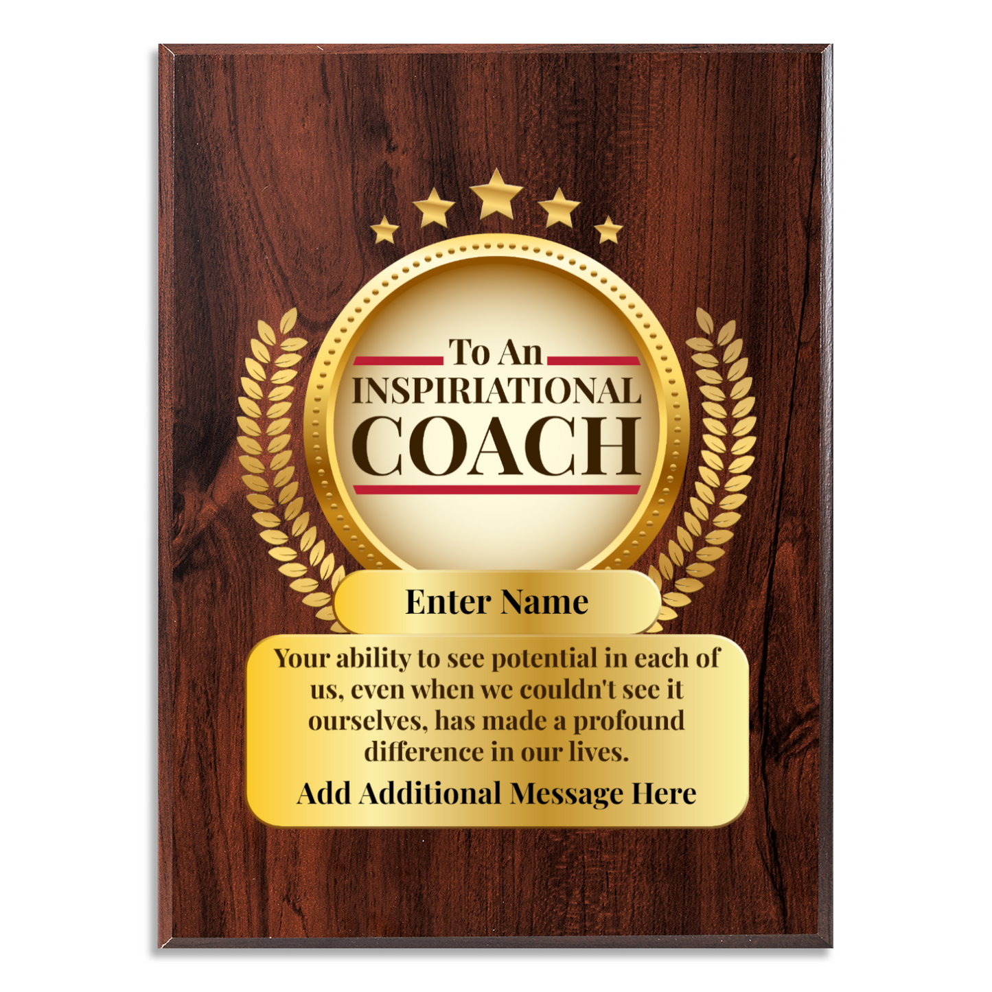 Personalized Inspirational Coach 9" x 12" UV Printed Luxury Award 2