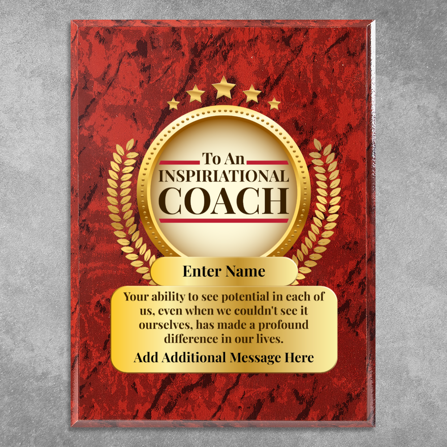 Personalized Inspirational Coach 9" x 12" UV Printed Luxury Award 2