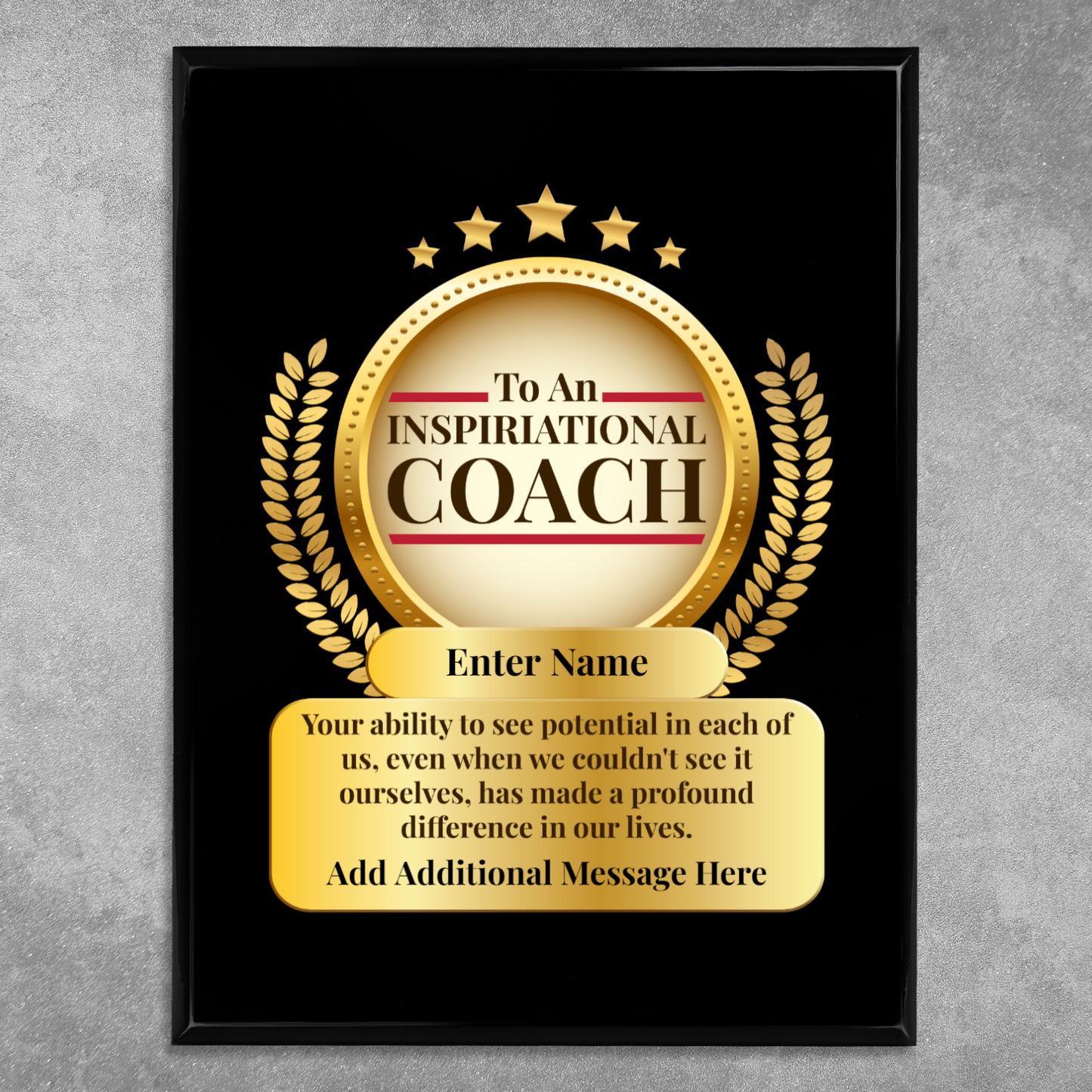 Personalized Inspirational Coach 9" x 12" UV Printed Luxury Award 2