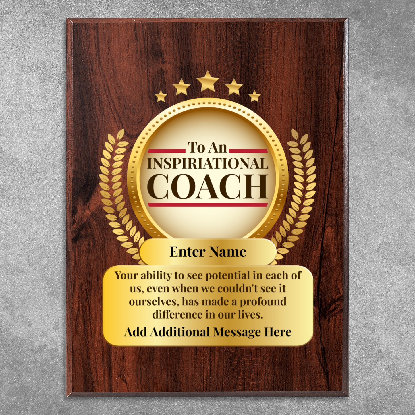 Personalized Inspirational Coach 9" x 12" UV Printed Luxury Award 2