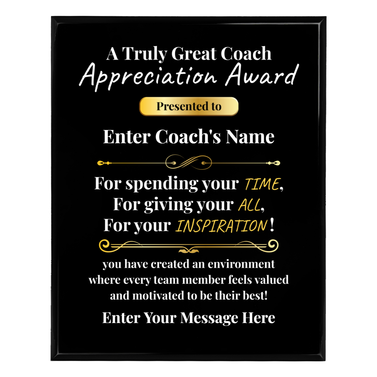 Personalized A Truly Great Coach 12" x 15" UV Printed Luxury Award 2