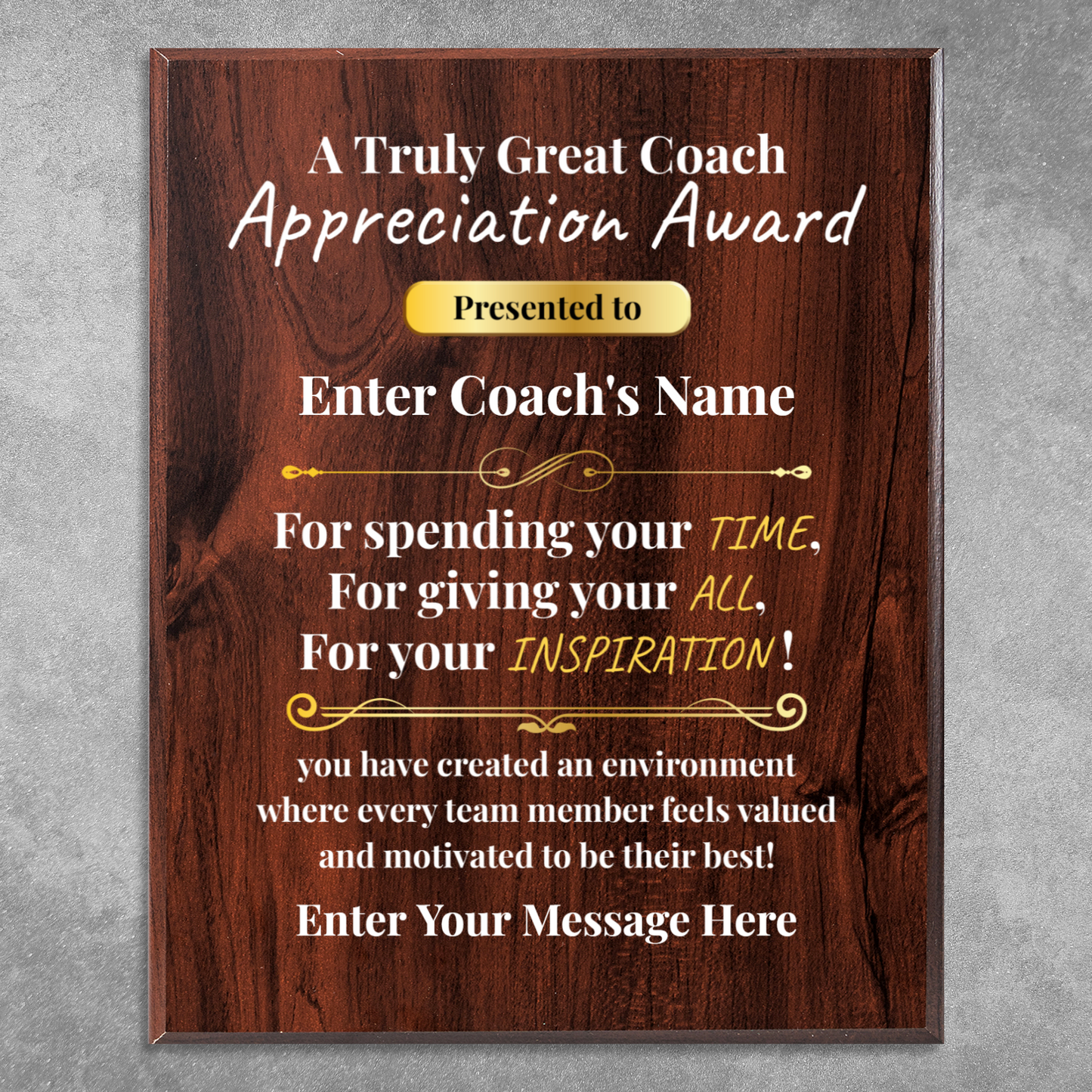 Personalized A Truly Great Coach 12" x 15" UV Printed Luxury Award 2