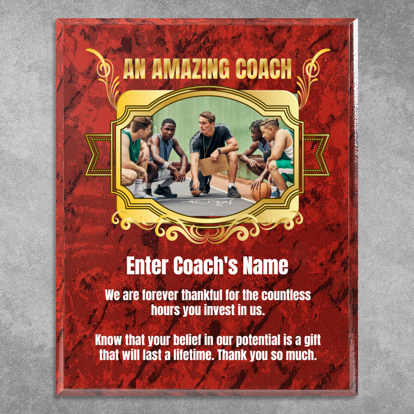 Personalized An Amazing Coach 12" x 15" UV Printed Luxury Award
