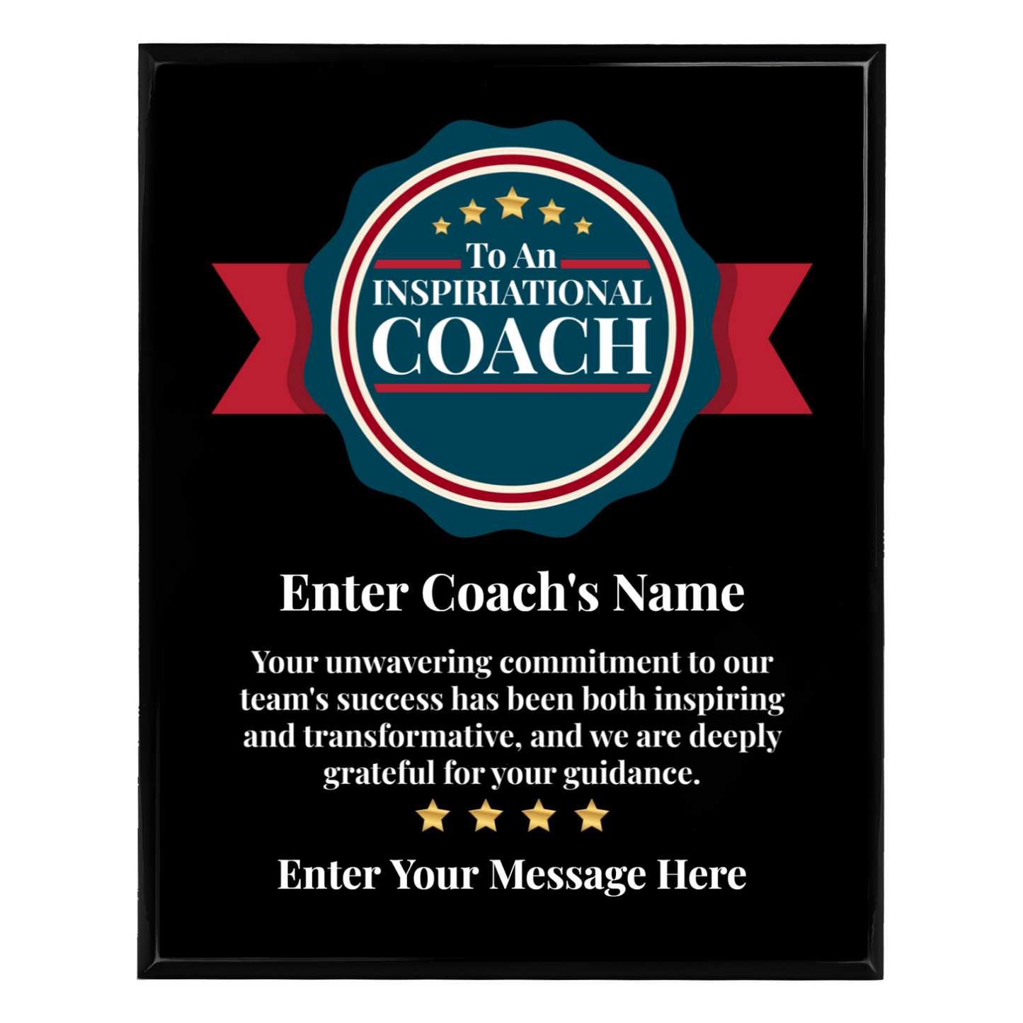Personalized An Inspirational Coach 12" x 15" UV Printed Luxury Award