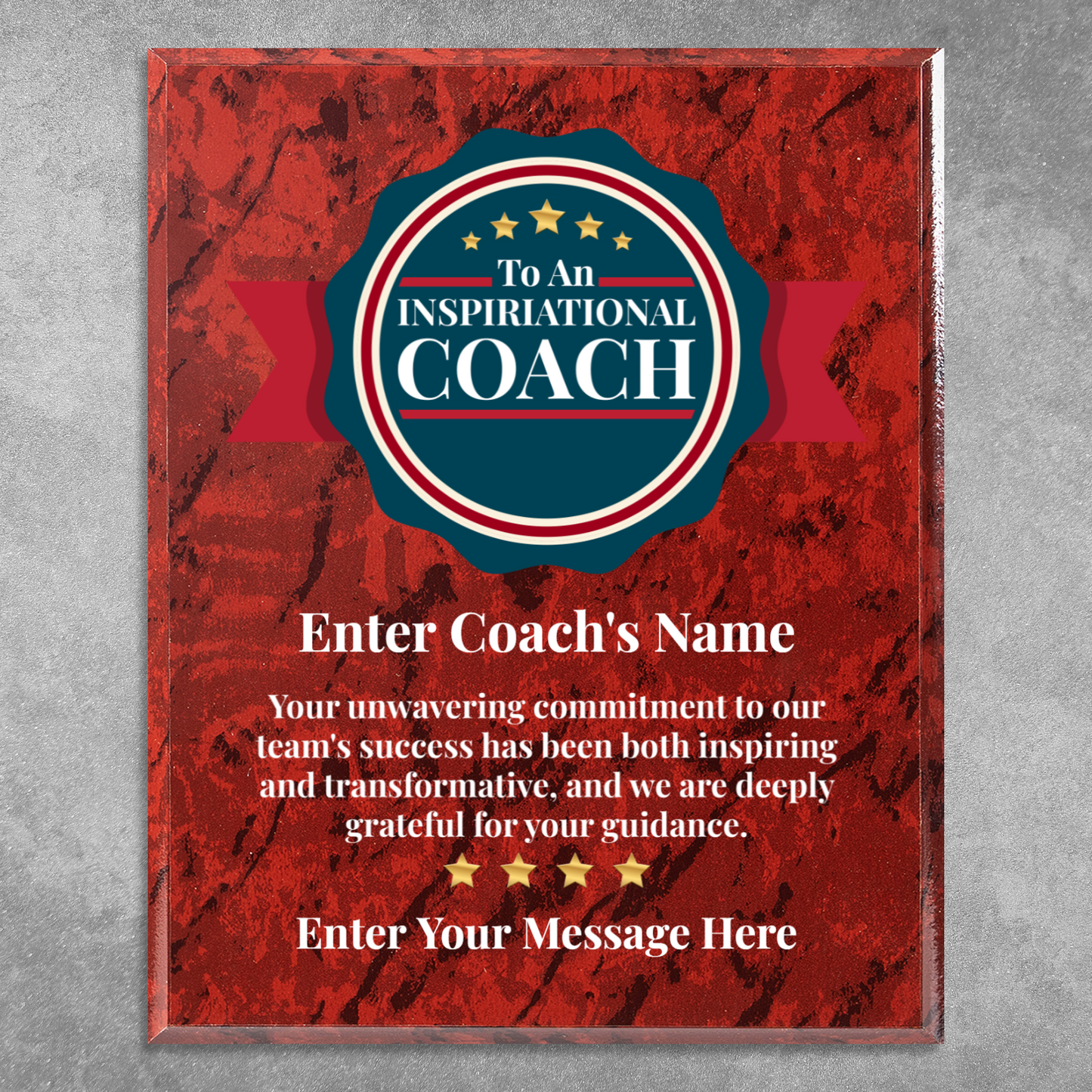 Personalized An Inspirational Coach 12" x 15" UV Printed Luxury Award