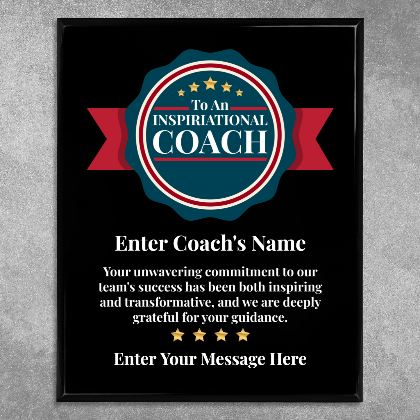 Personalized An Inspirational Coach 12" x 15" UV Printed Luxury Award