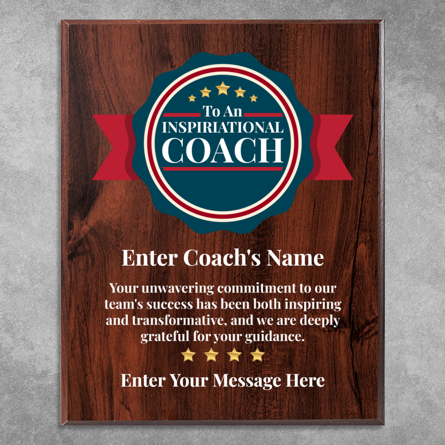 Personalized An Inspirational Coach 12" x 15" UV Printed Luxury Award