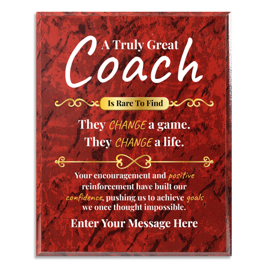 Personalized A Truly Great Coach 10.5" x 13" UV Printed Luxury Award