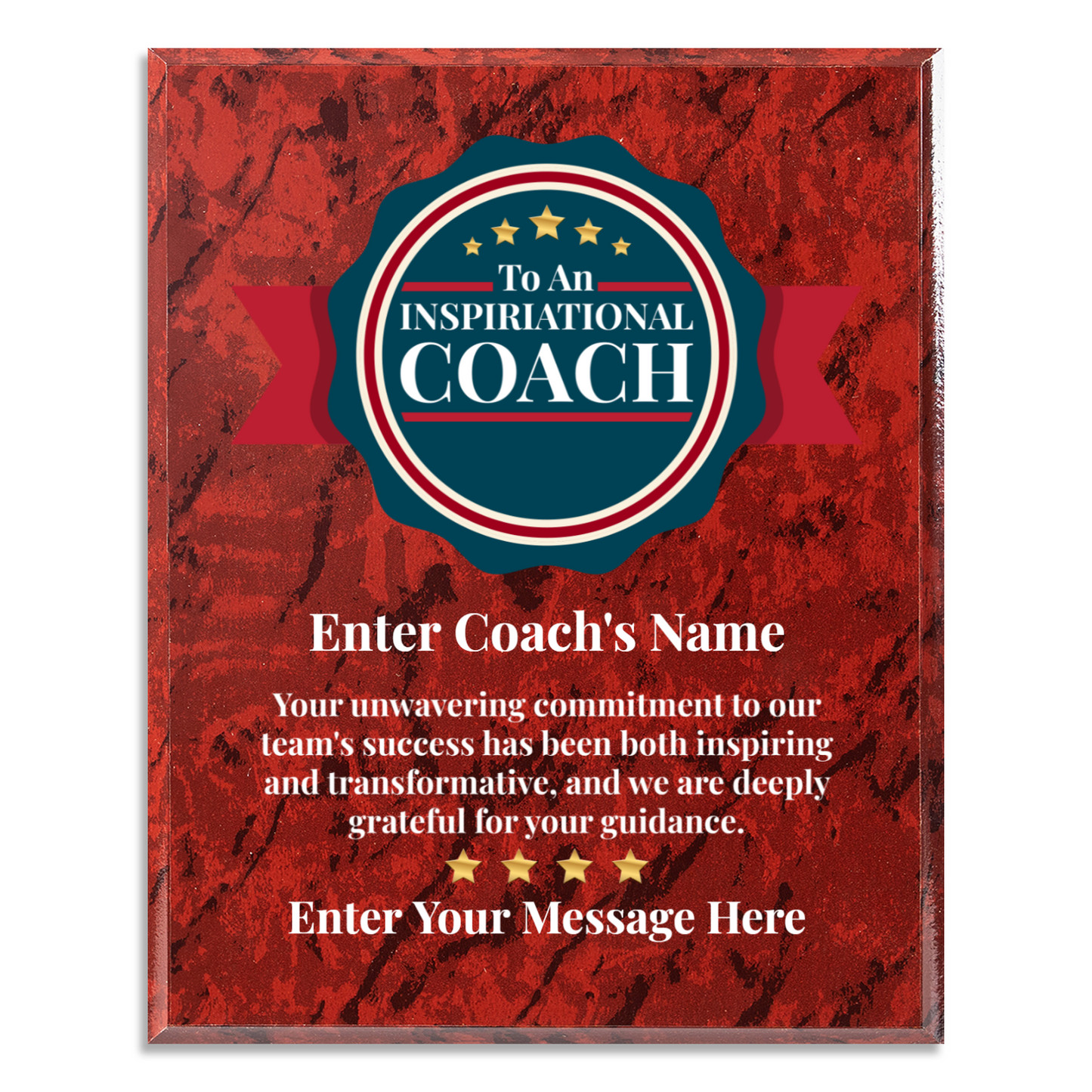 Personalized An Inspirational Coach 10.5" x 13" UV Printed Luxury Award
