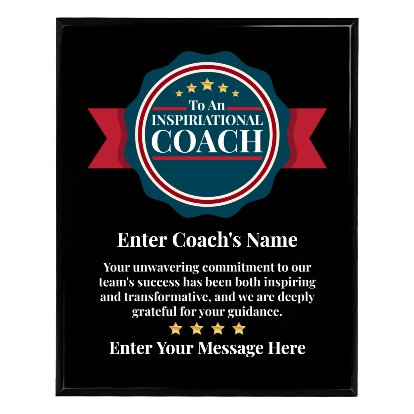 Personalized An Inspirational Coach 10.5" x 13" UV Printed Luxury Award