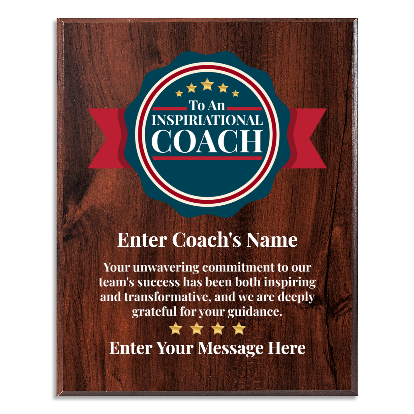 Personalized An Inspirational Coach 10.5" x 13" UV Printed Luxury Award