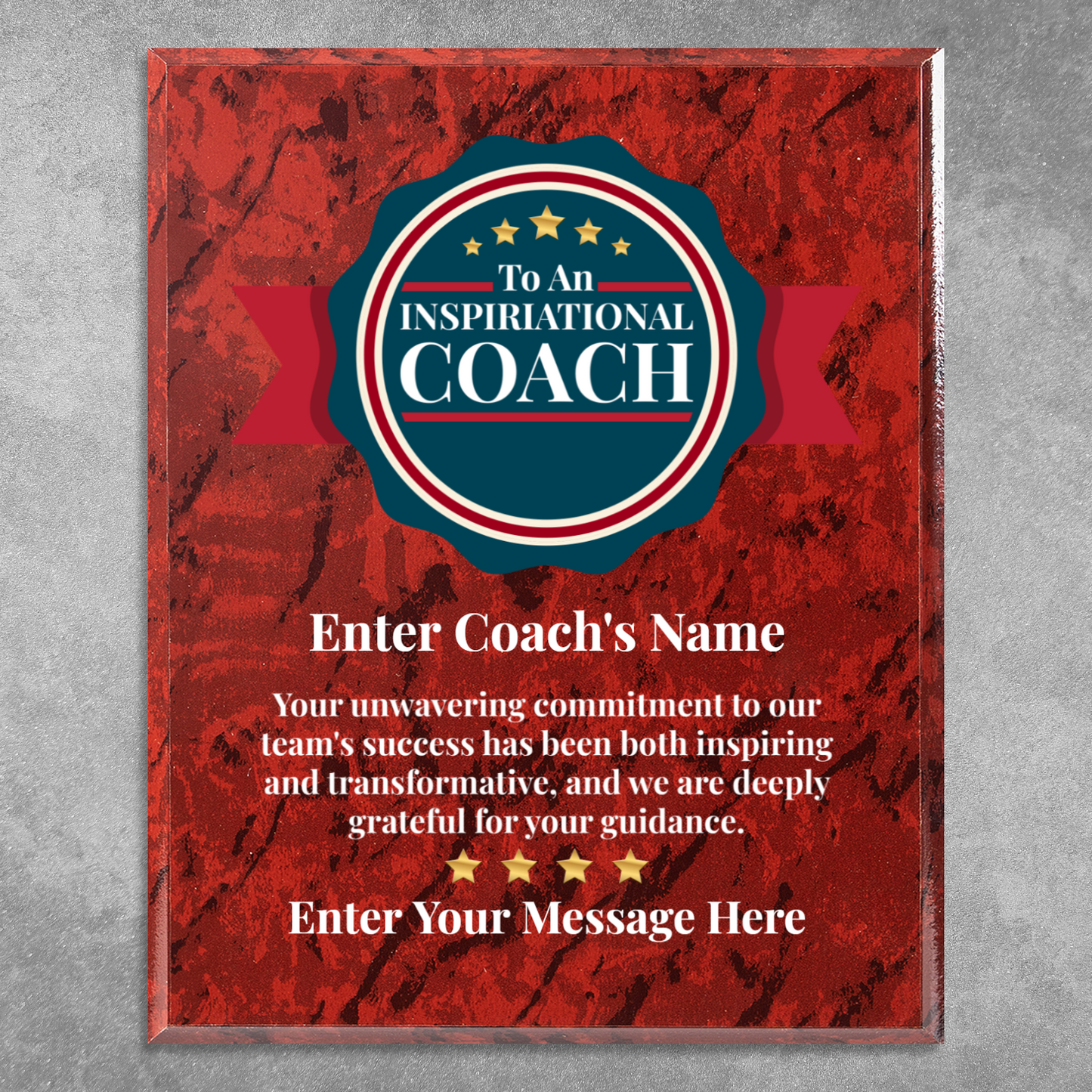 Personalized An Inspirational Coach 10.5" x 13" UV Printed Luxury Award