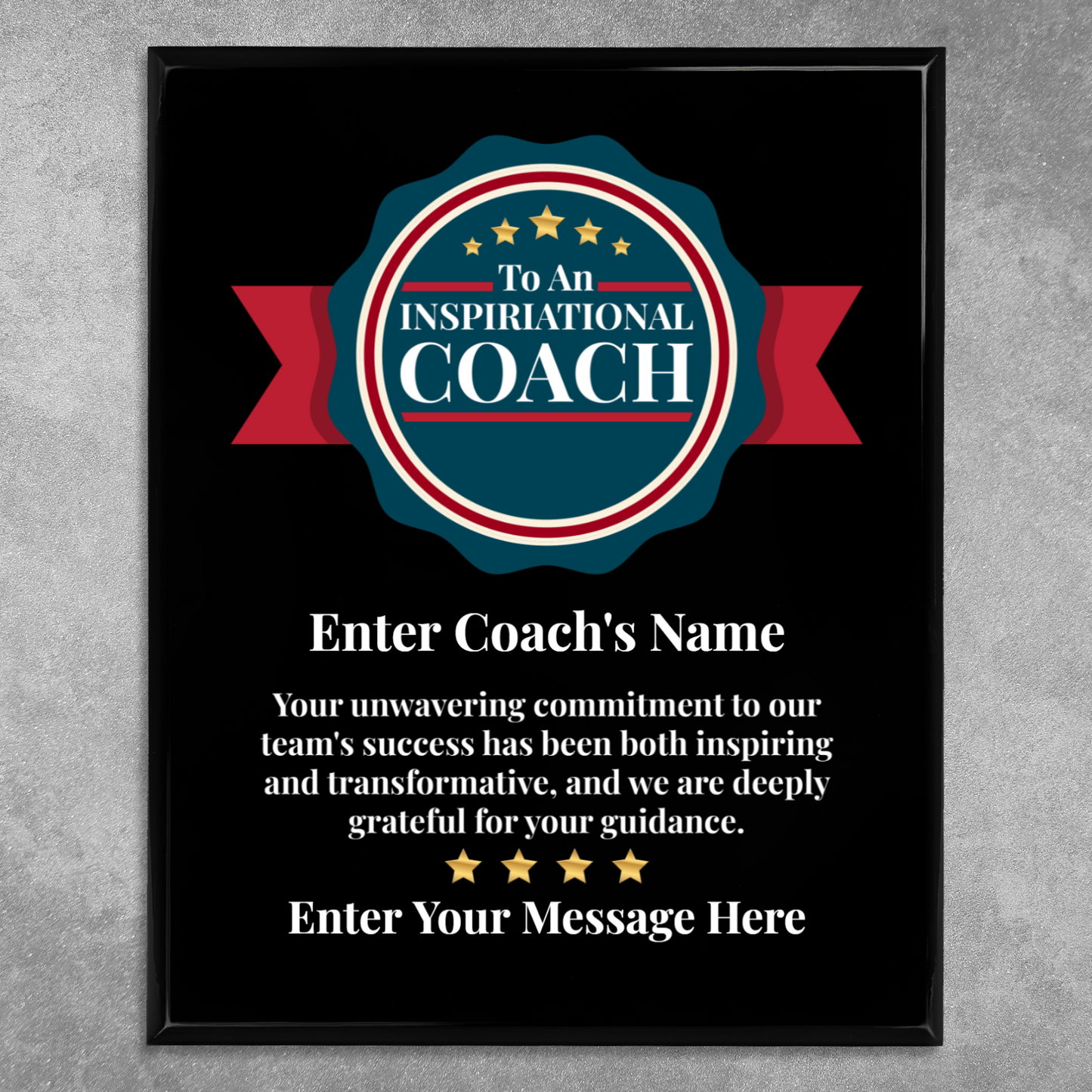 Personalized An Inspirational Coach 10.5" x 13" UV Printed Luxury Award