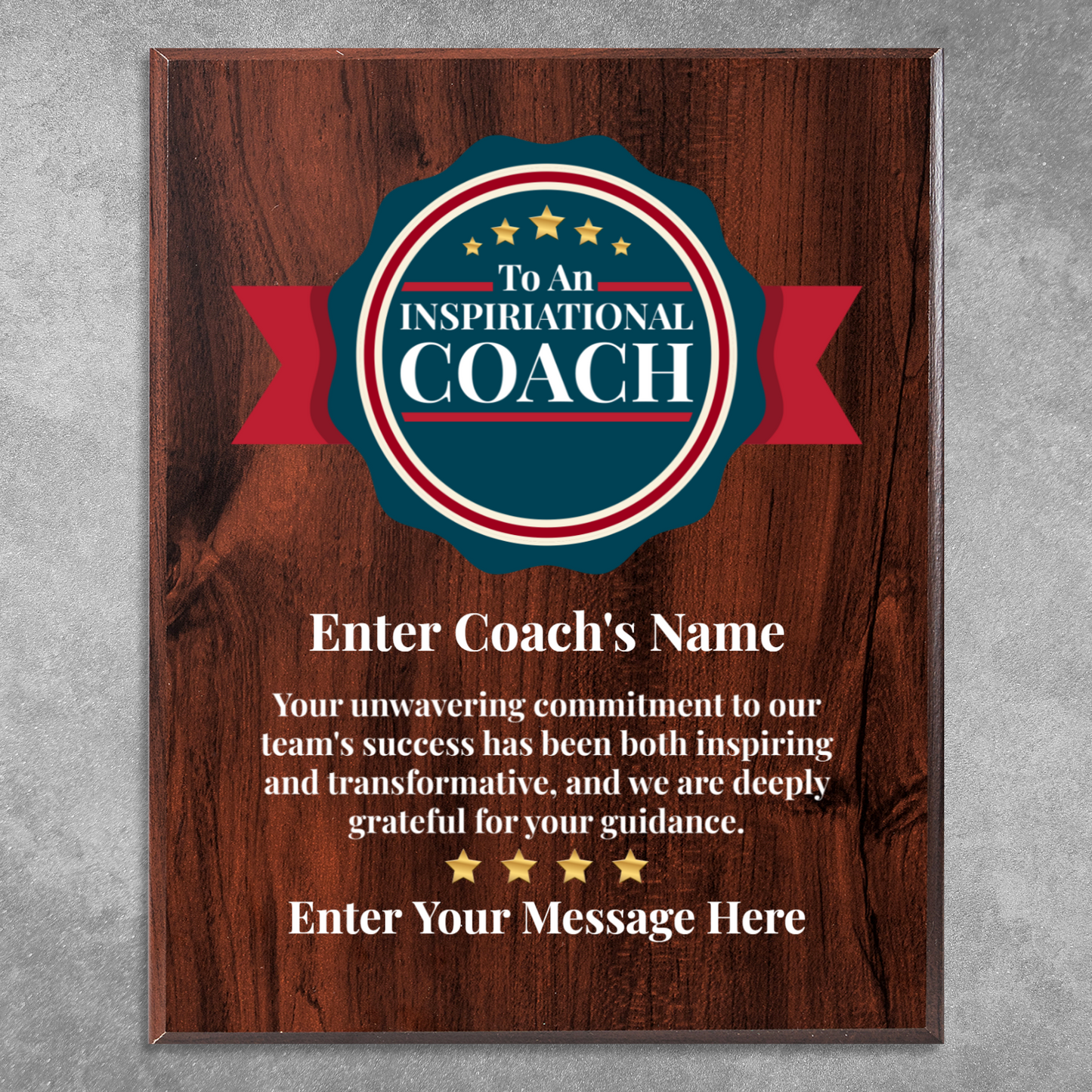 Personalized An Inspirational Coach 10.5" x 13" UV Printed Luxury Award