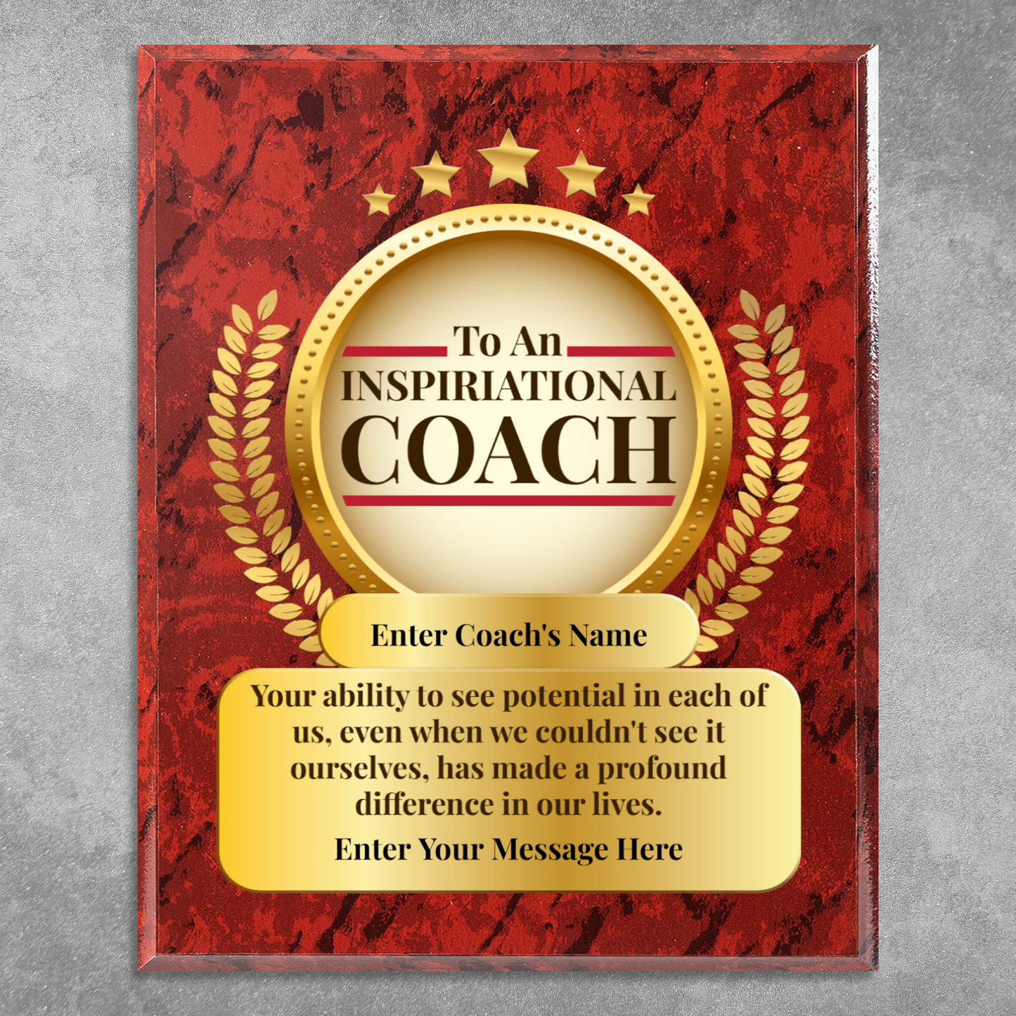 Personalized An Inspirational Coach 10.5" x 13" UV Printed Luxury Award 2