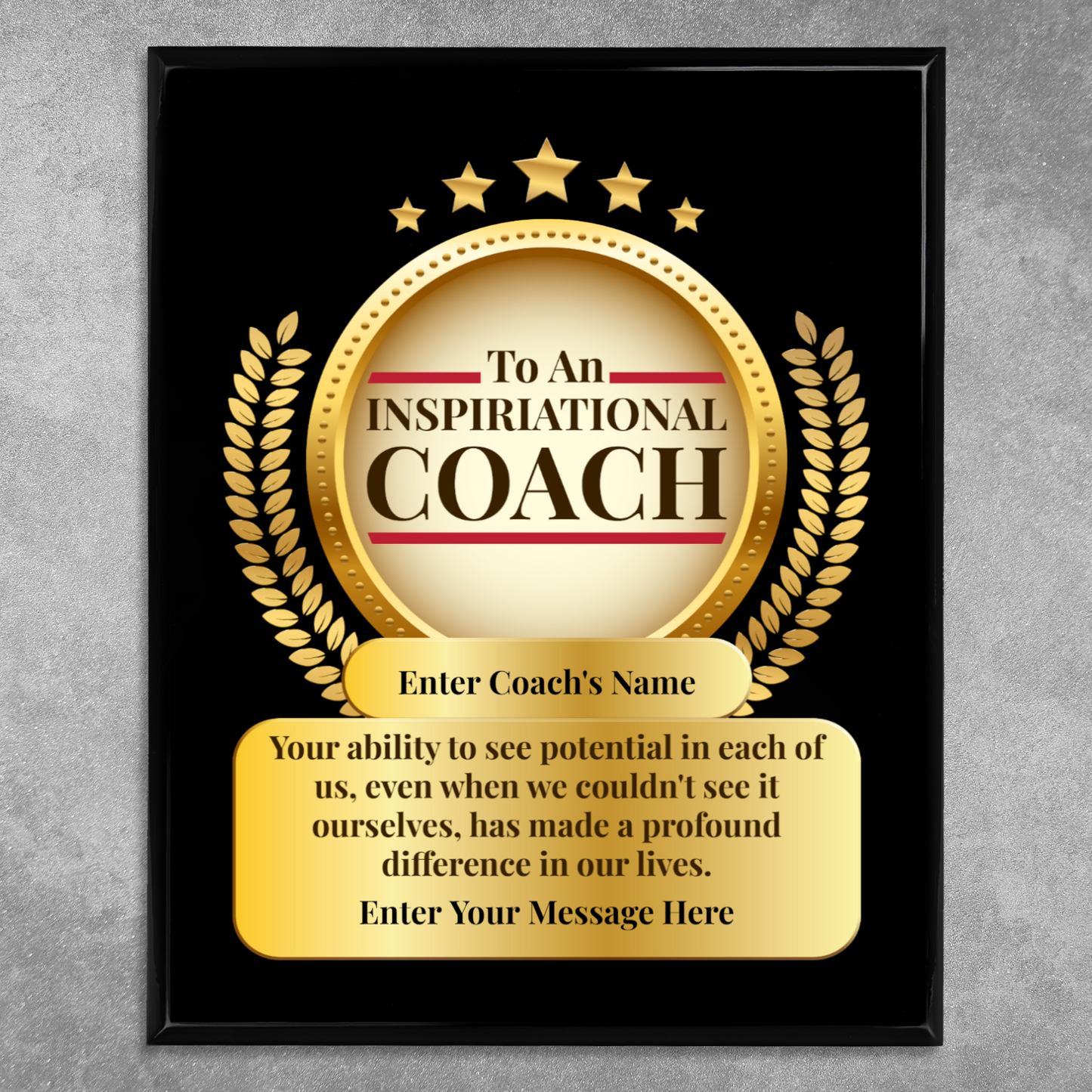 Personalized An Inspirational Coach 10.5" x 13" UV Printed Luxury Award 2