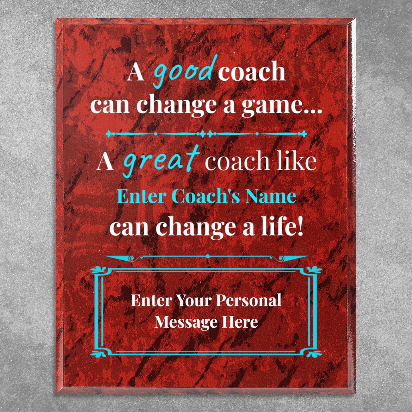 Personalized A Good Coach Can Change A Game 10.5" x 13" UV Printed Luxury Award