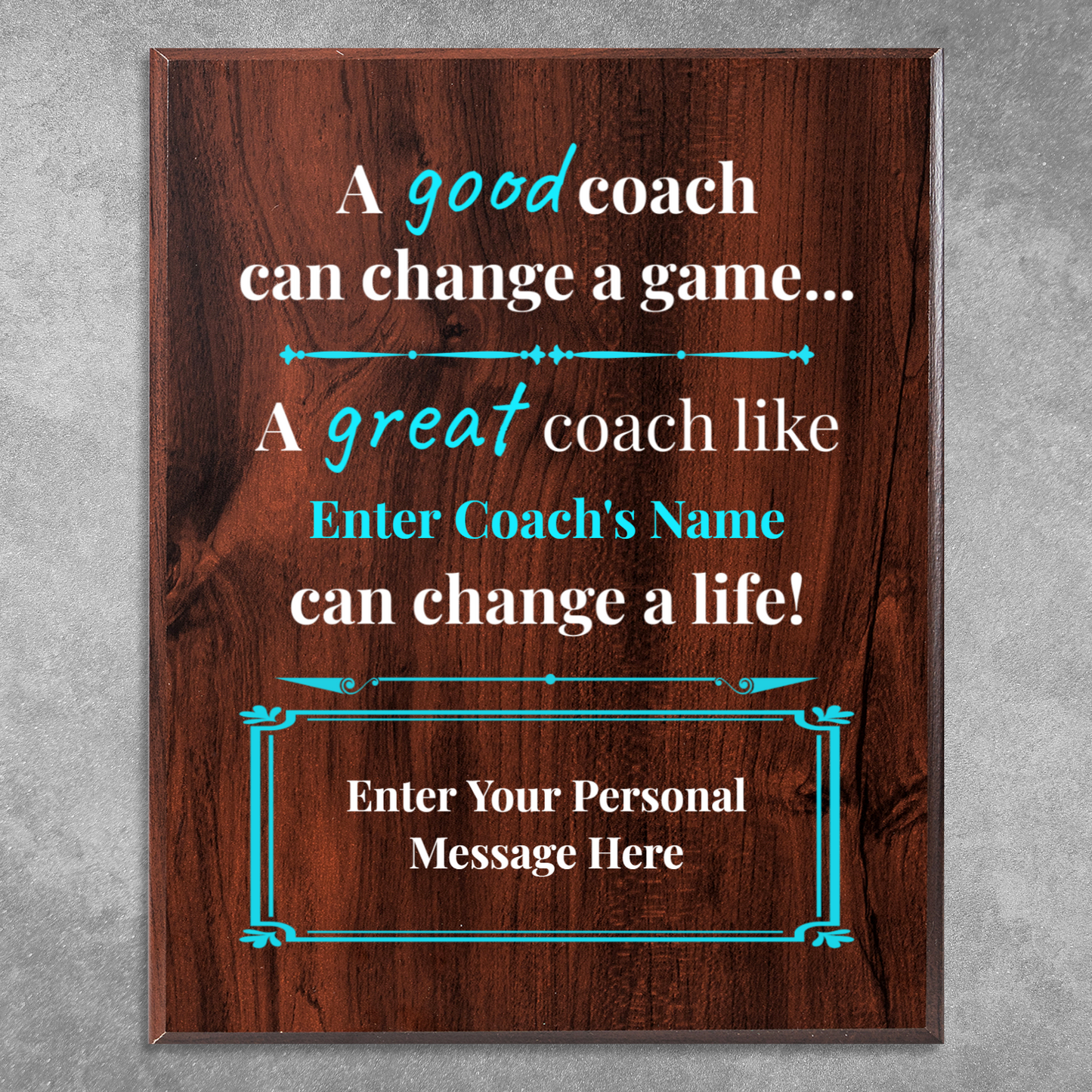 Personalized A Good Coach Can Change A Game 10.5" x 13" UV Printed Luxury Award