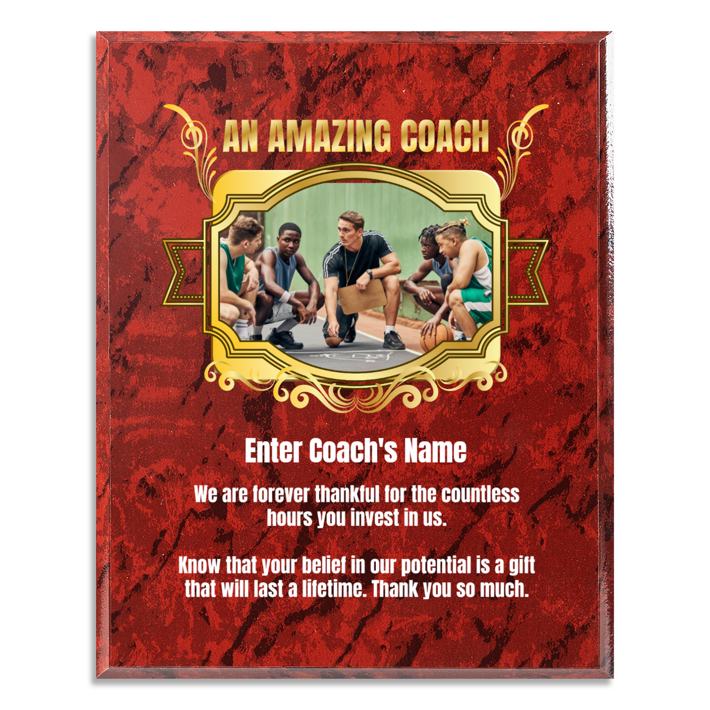 Personalized An Amazing Coach  8" x 10" UV Printed Luxury Award