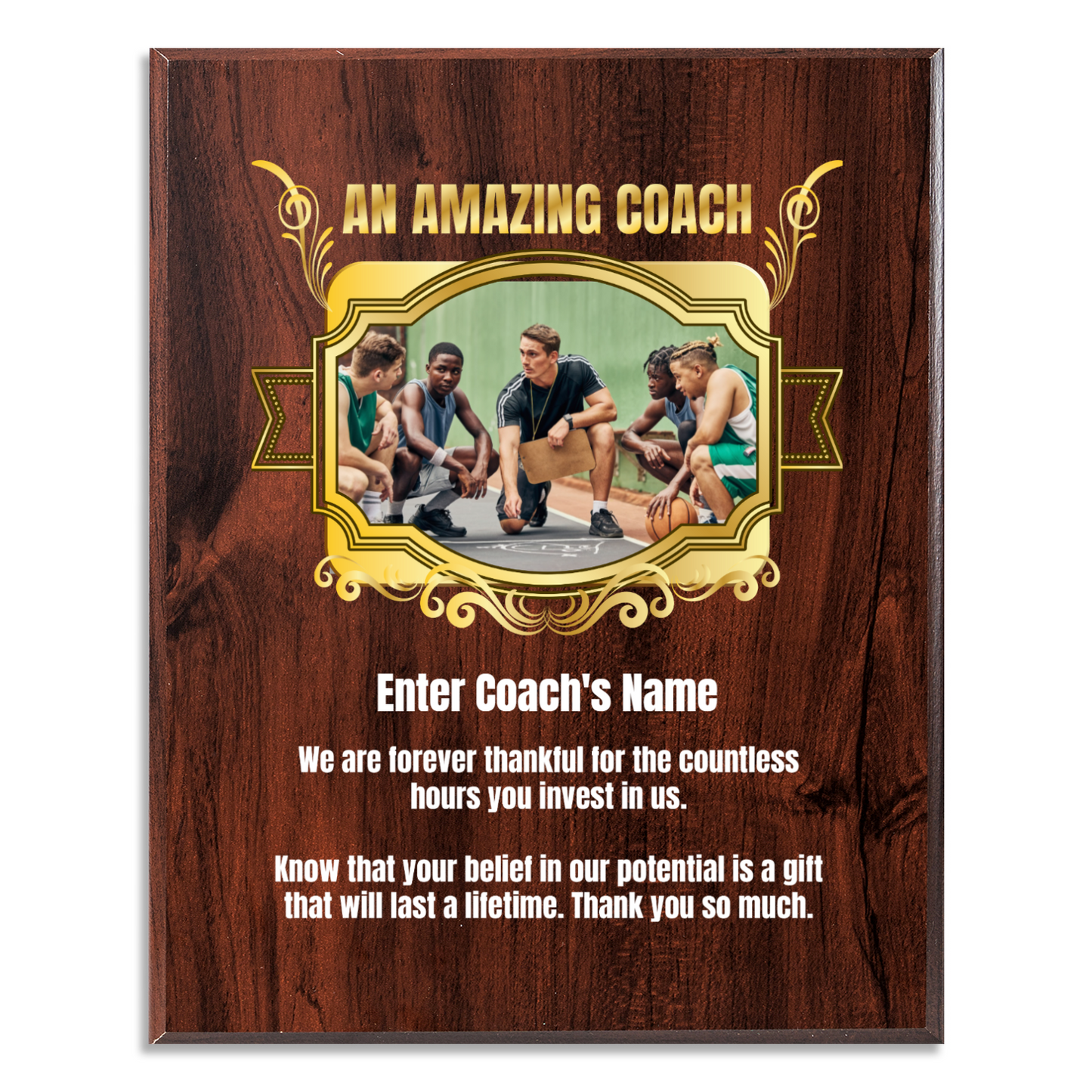 Personalized An Amazing Coach  8" x 10" UV Printed Luxury Award