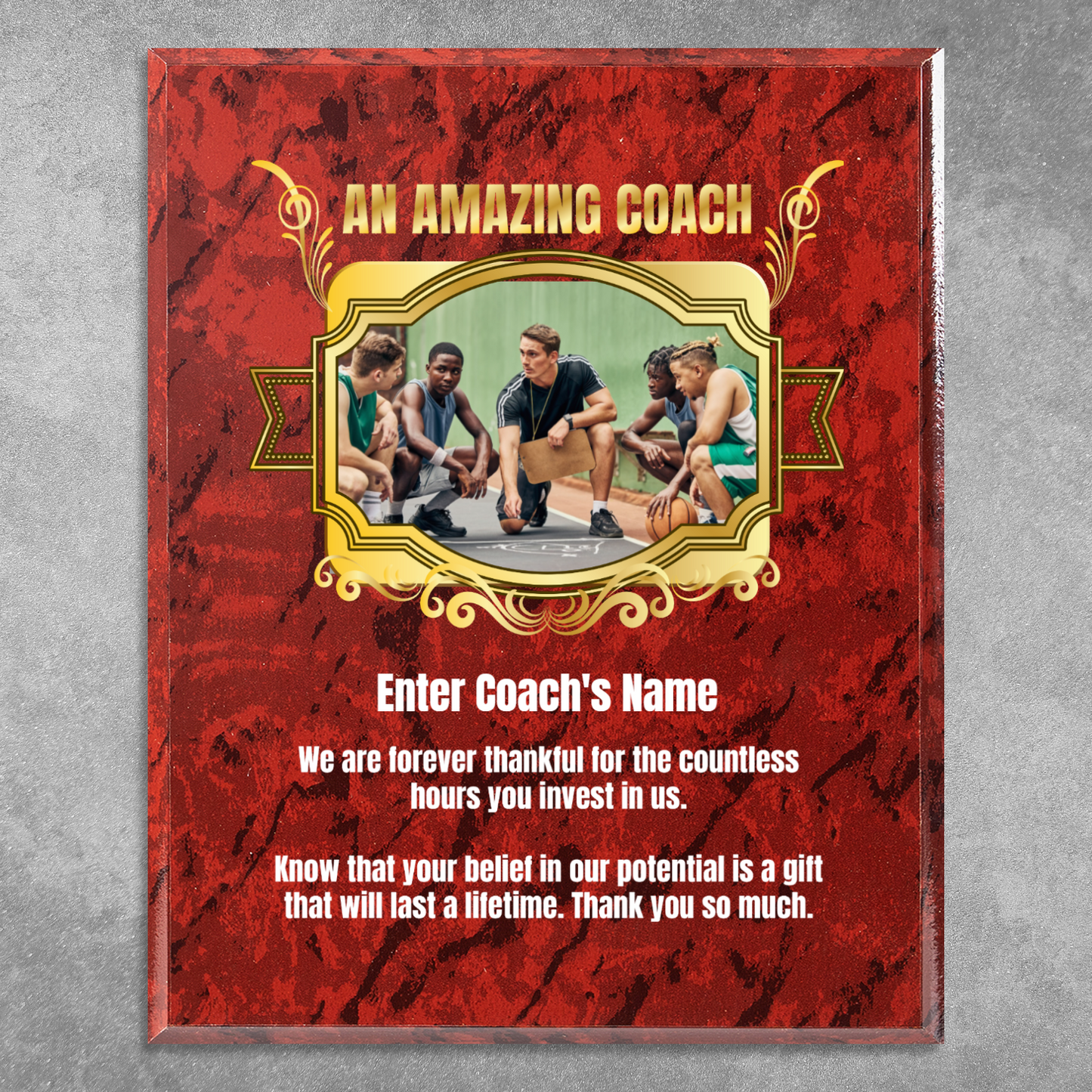 Personalized An Amazing Coach  8" x 10" UV Printed Luxury Award