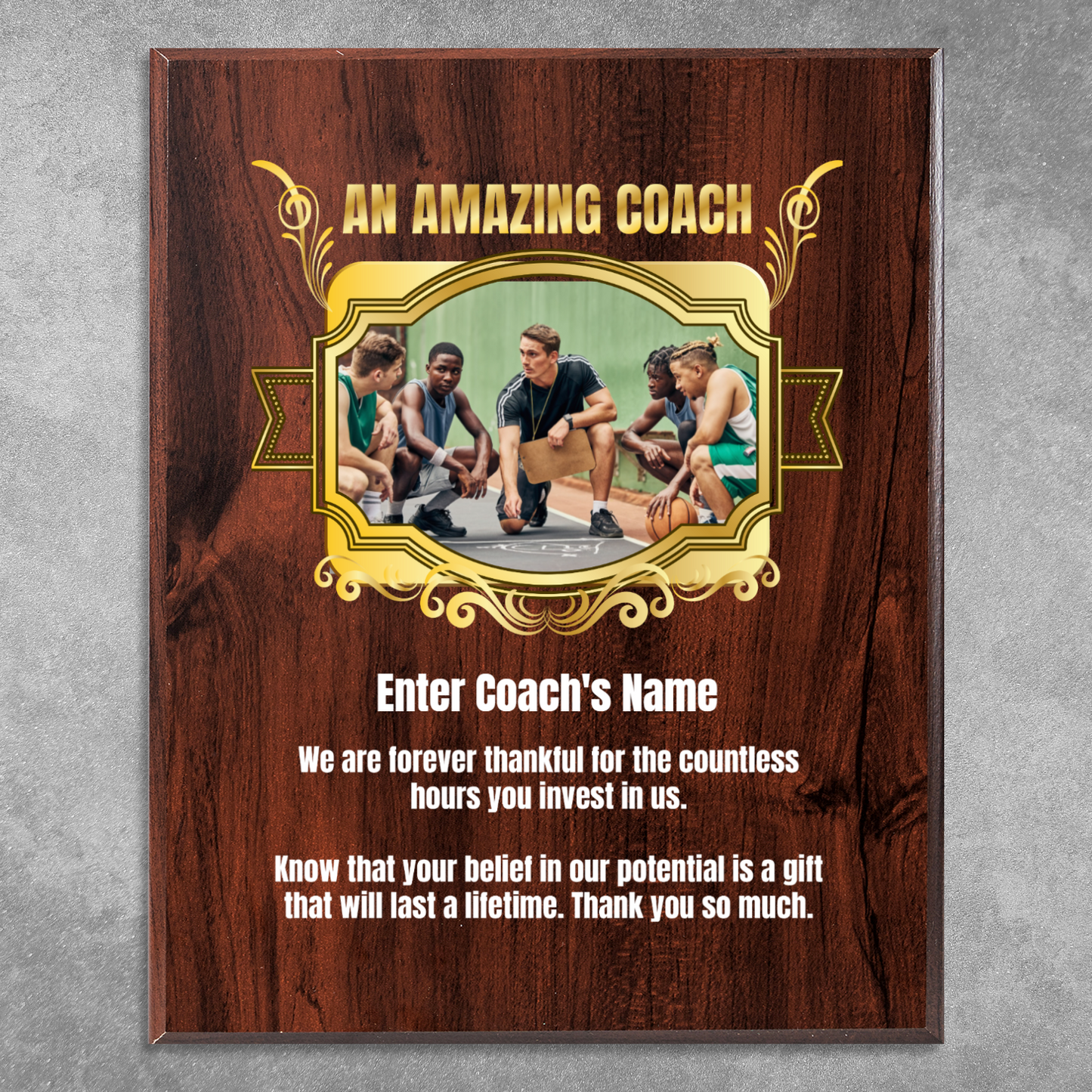 Personalized An Amazing Coach  8" x 10" UV Printed Luxury Award