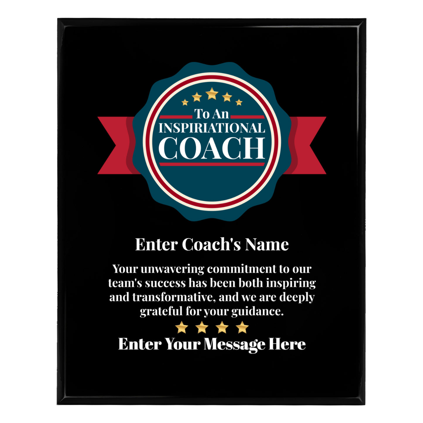 Personalized An Inspirational Coach  8" x 10" UV Printed Luxury Award