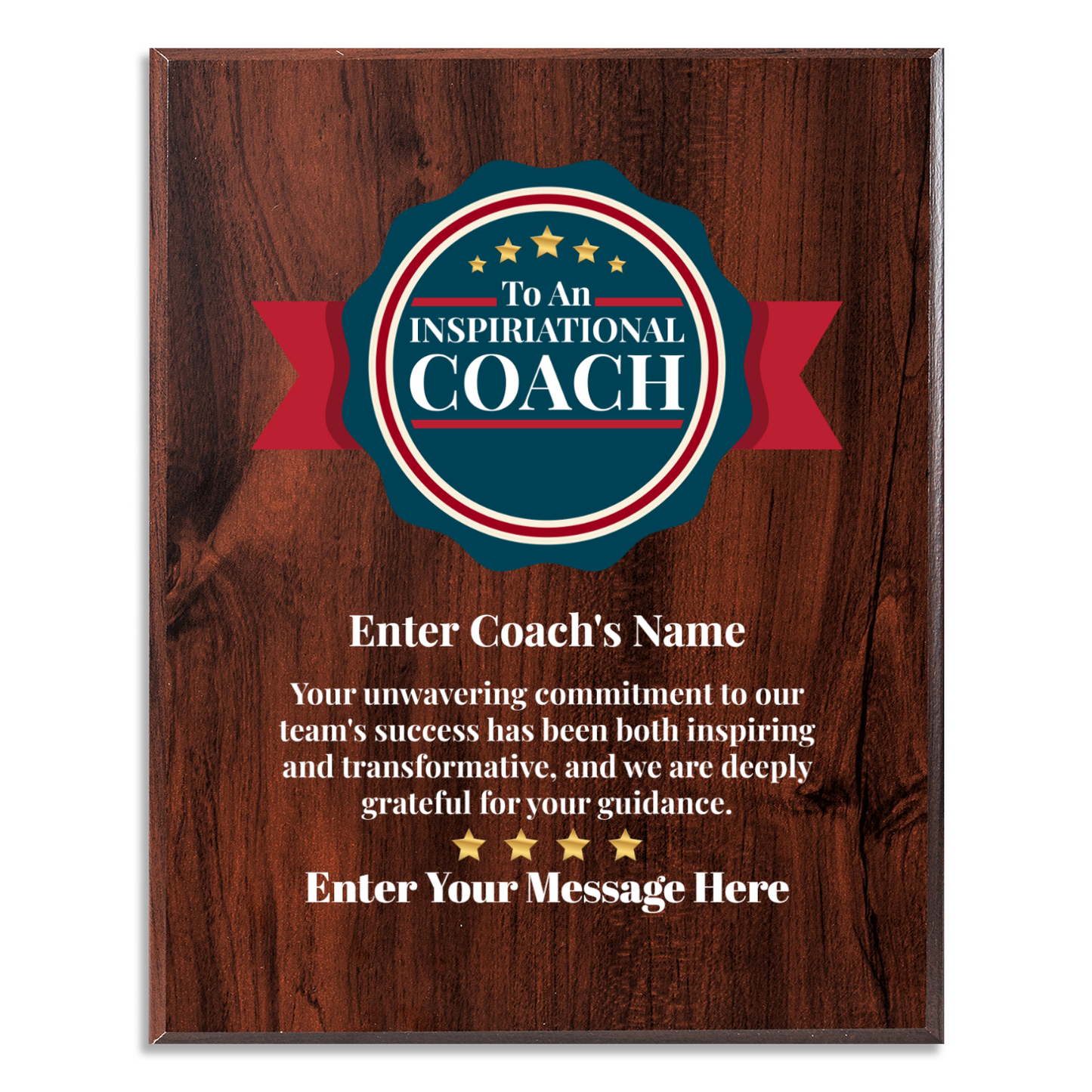 Personalized An Inspirational Coach  8" x 10" UV Printed Luxury Award