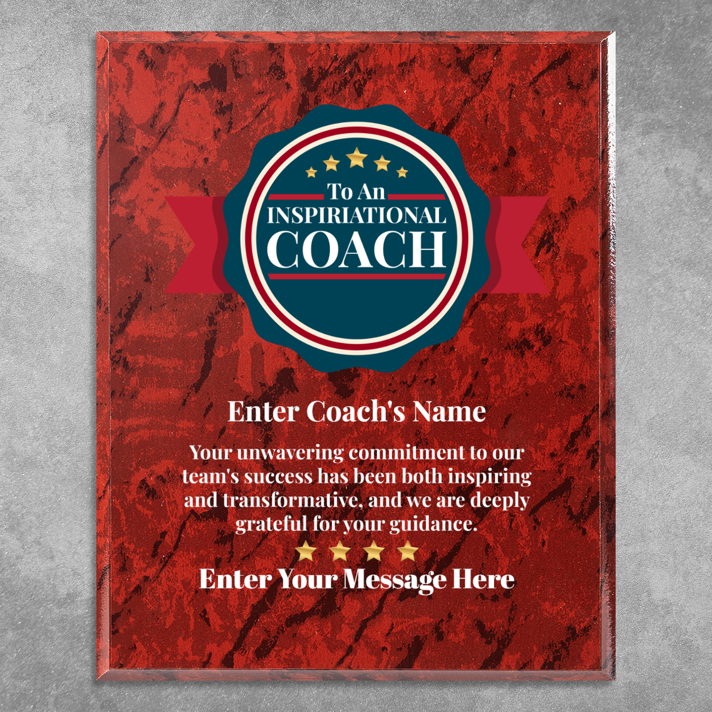 Personalized An Inspirational Coach  8" x 10" UV Printed Luxury Award