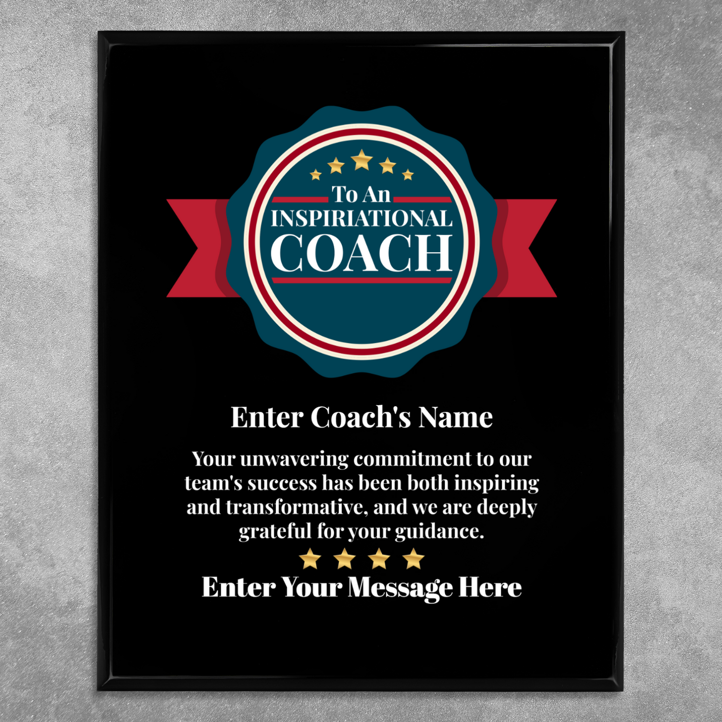 Personalized An Inspirational Coach  8" x 10" UV Printed Luxury Award