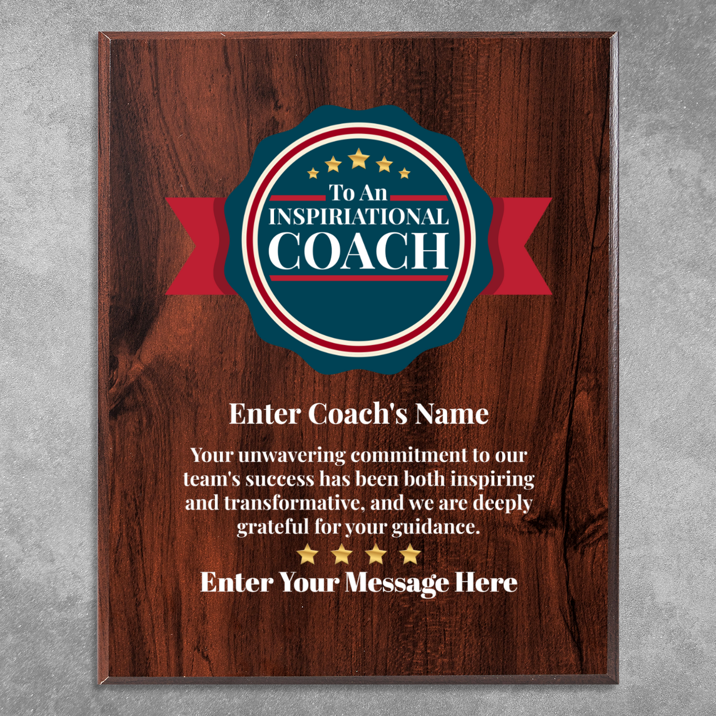 Personalized An Inspirational Coach  8" x 10" UV Printed Luxury Award