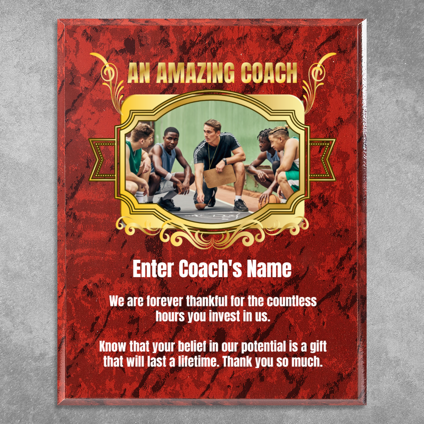 Personalized An Amazing Coach 10.5" x 13" UV Printed Luxury Award