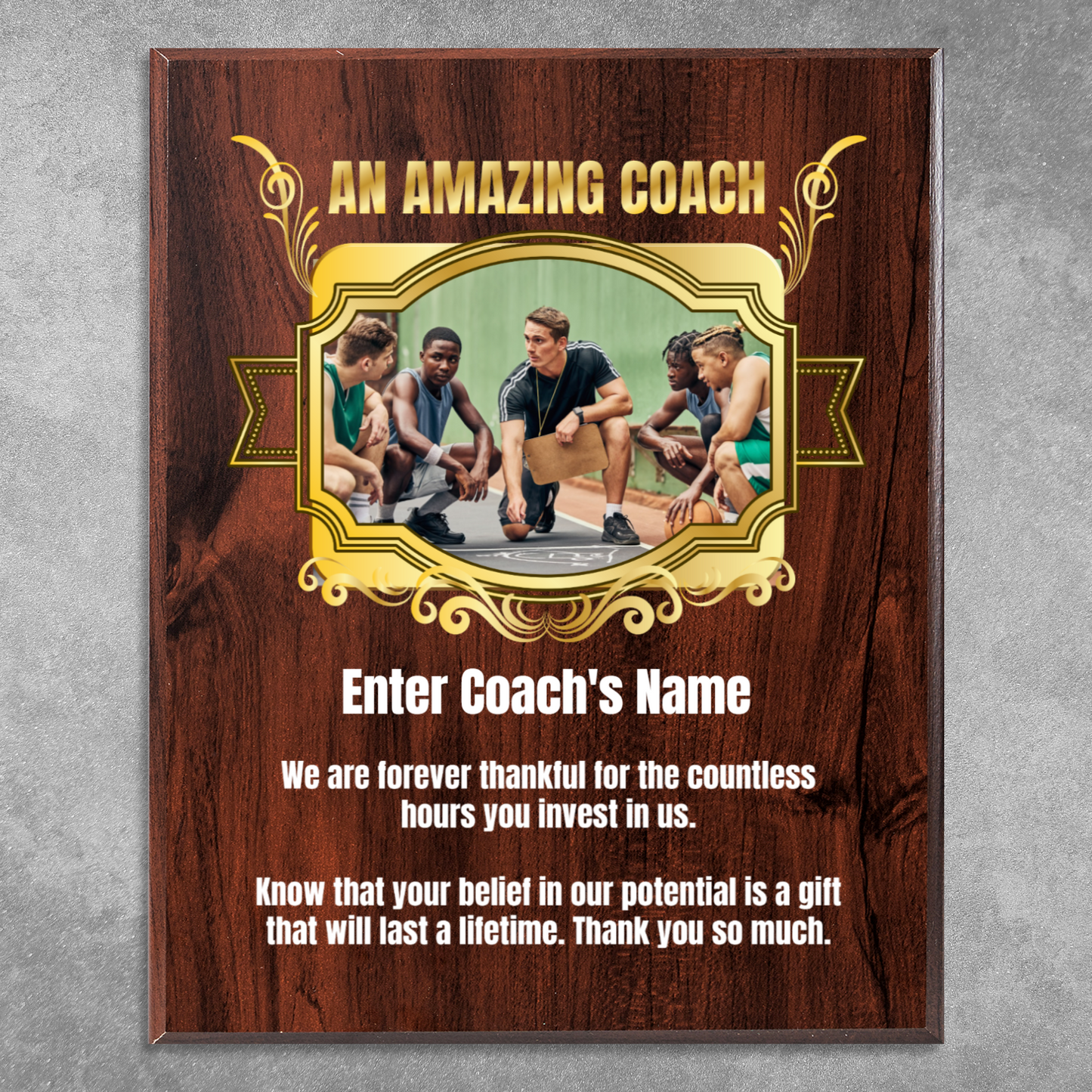 Personalized An Amazing Coach 10.5" x 13" UV Printed Luxury Award