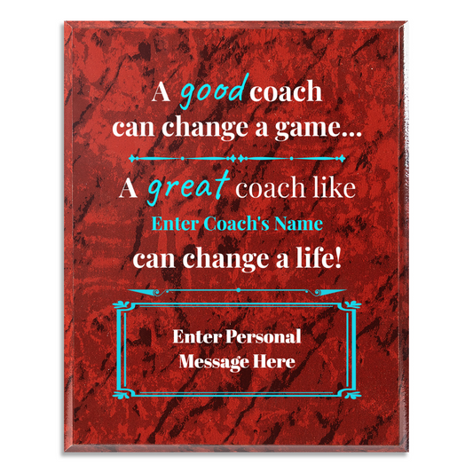 Personalized A Good Coach Can Change A Game  8" x 10" UV Printed Luxury Award