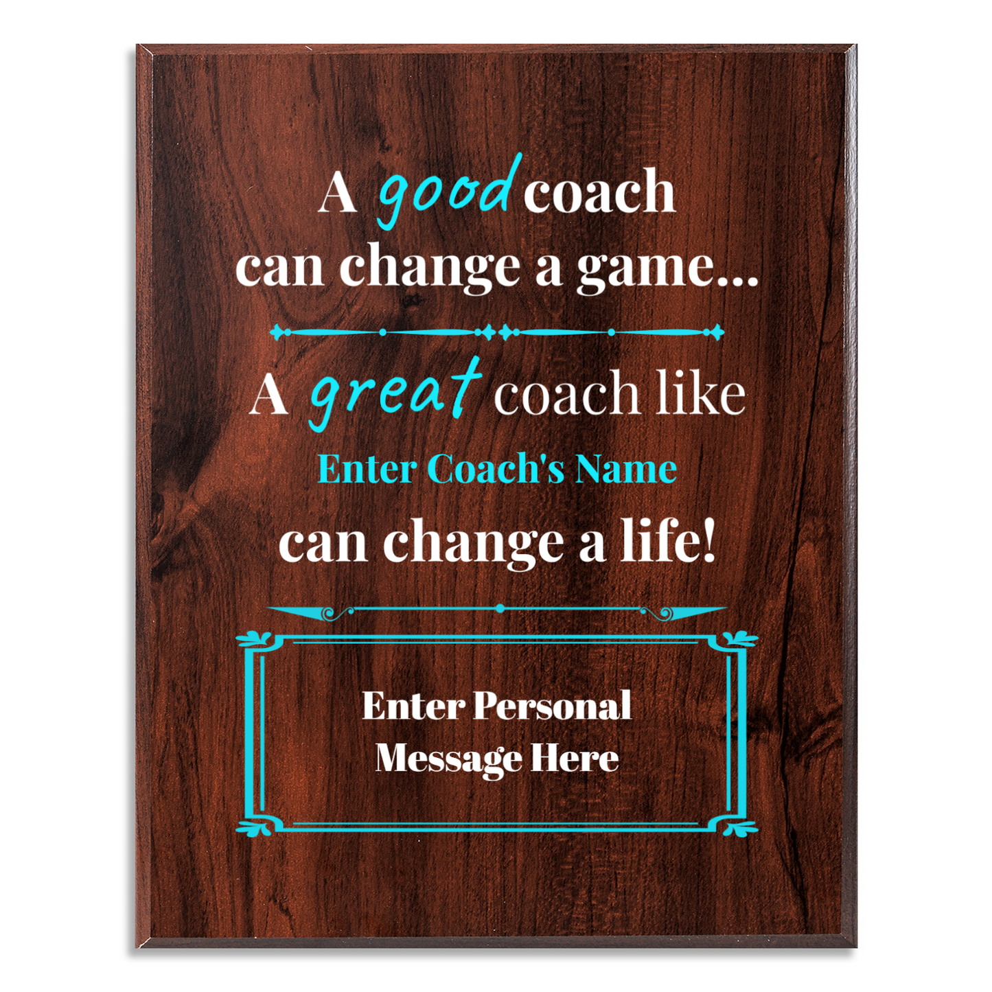 Personalized A Good Coach Can Change A Game  8" x 10" UV Printed Luxury Award