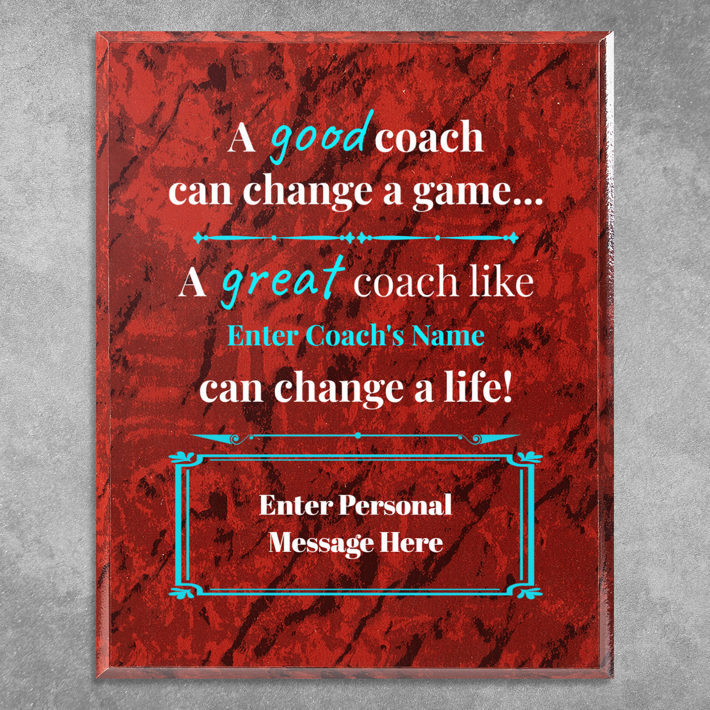 Personalized A Good Coach Can Change A Game  8" x 10" UV Printed Luxury Award