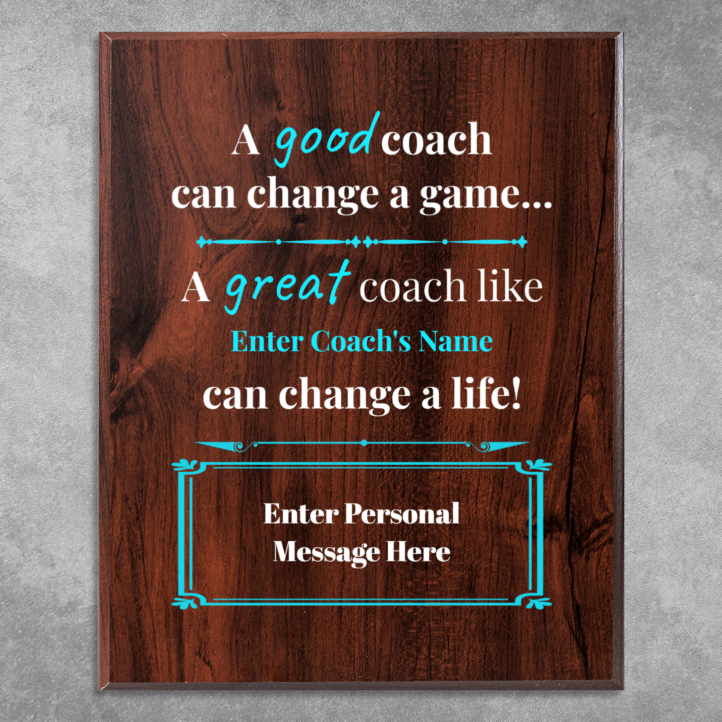 Personalized A Good Coach Can Change A Game  8" x 10" UV Printed Luxury Award