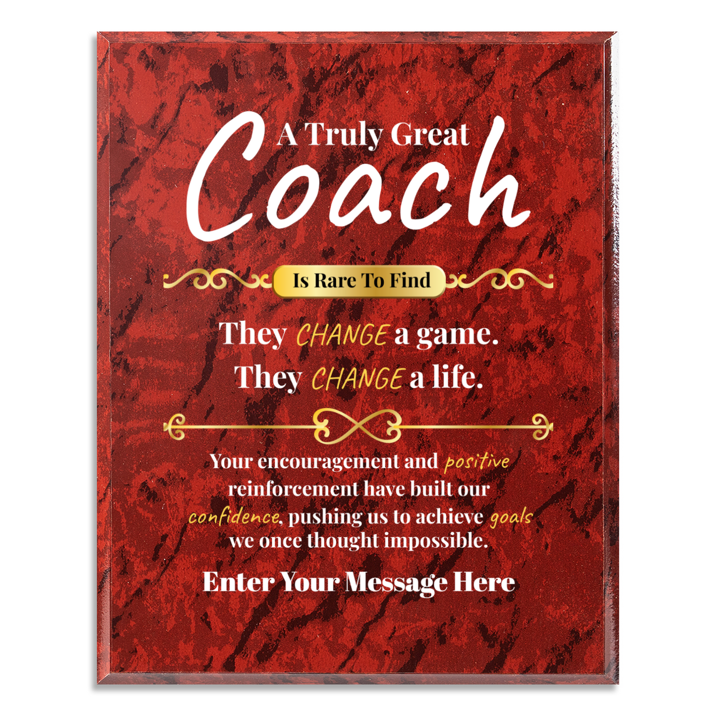 Personalized A Truly Great Coach  8" x 10" UV Printed Luxury Award