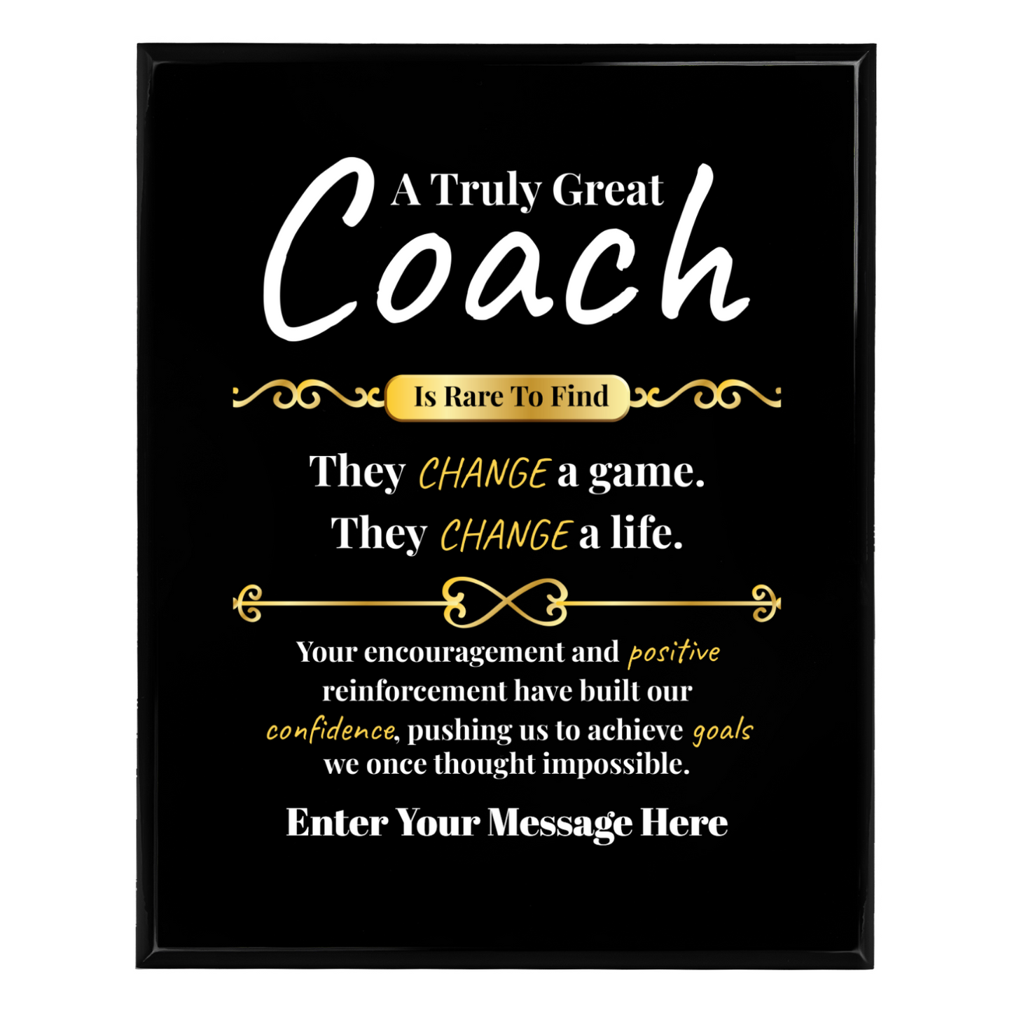 Personalized A Truly Great Coach  8" x 10" UV Printed Luxury Award
