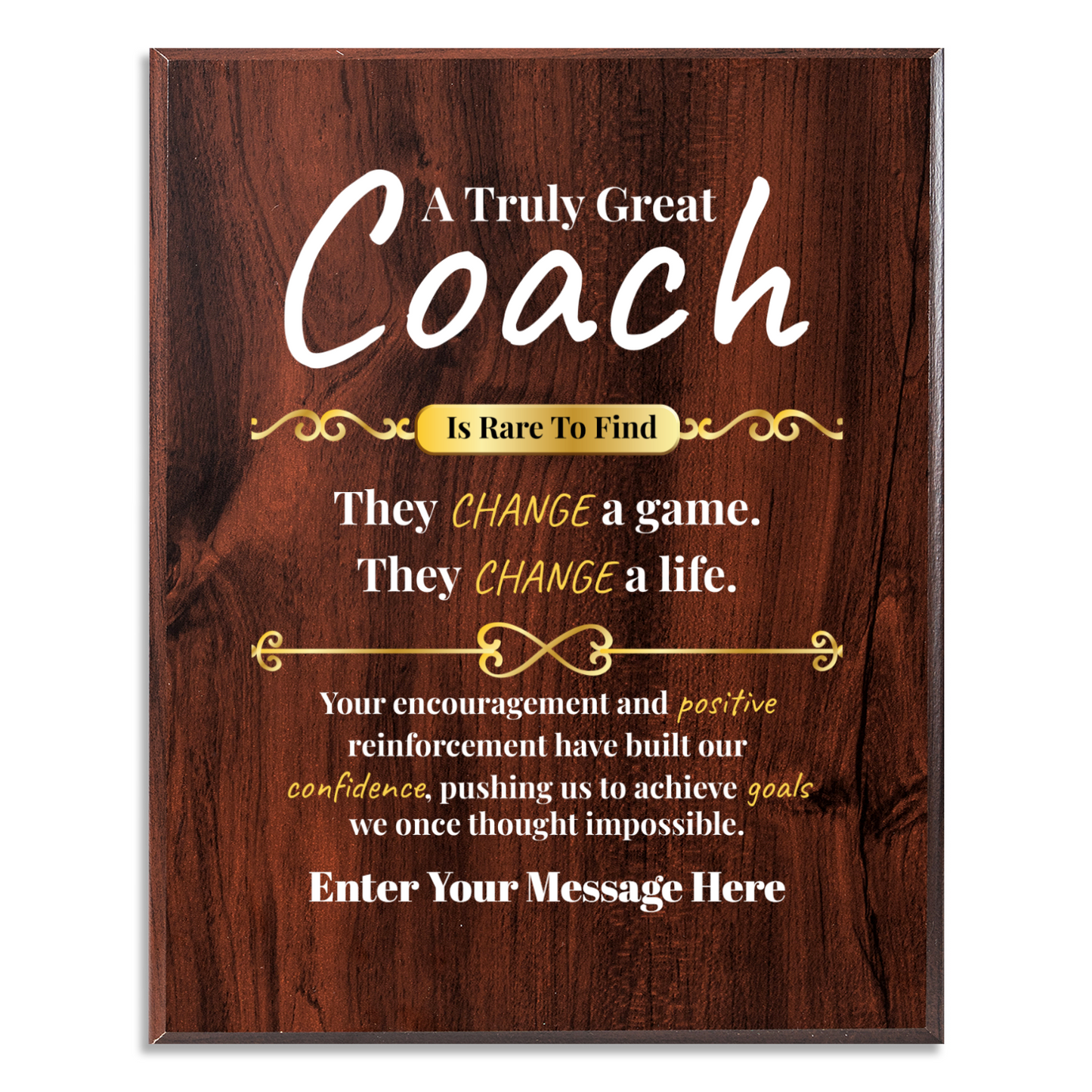 Personalized A Truly Great Coach  8" x 10" UV Printed Luxury Award