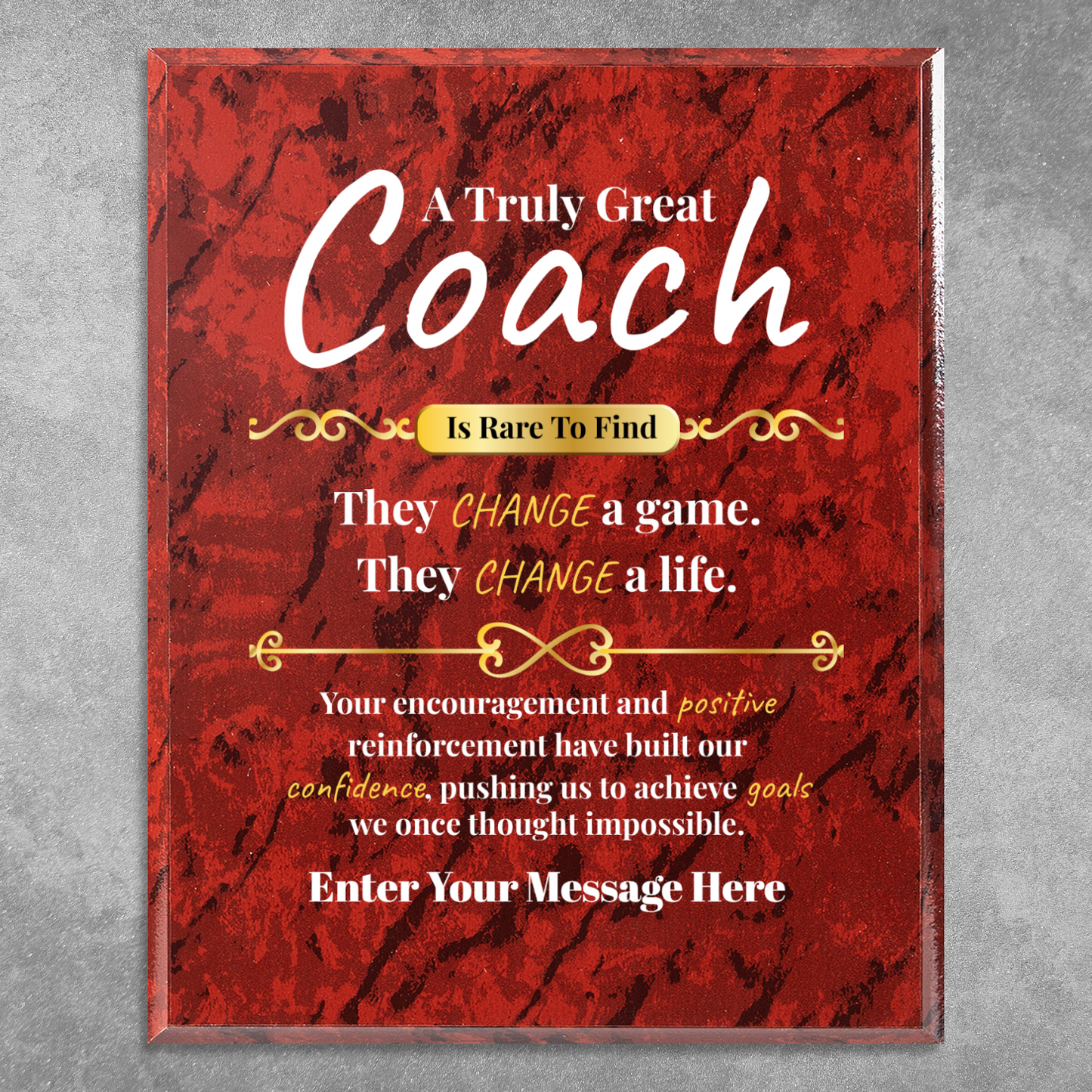 Personalized A Truly Great Coach  8" x 10" UV Printed Luxury Award