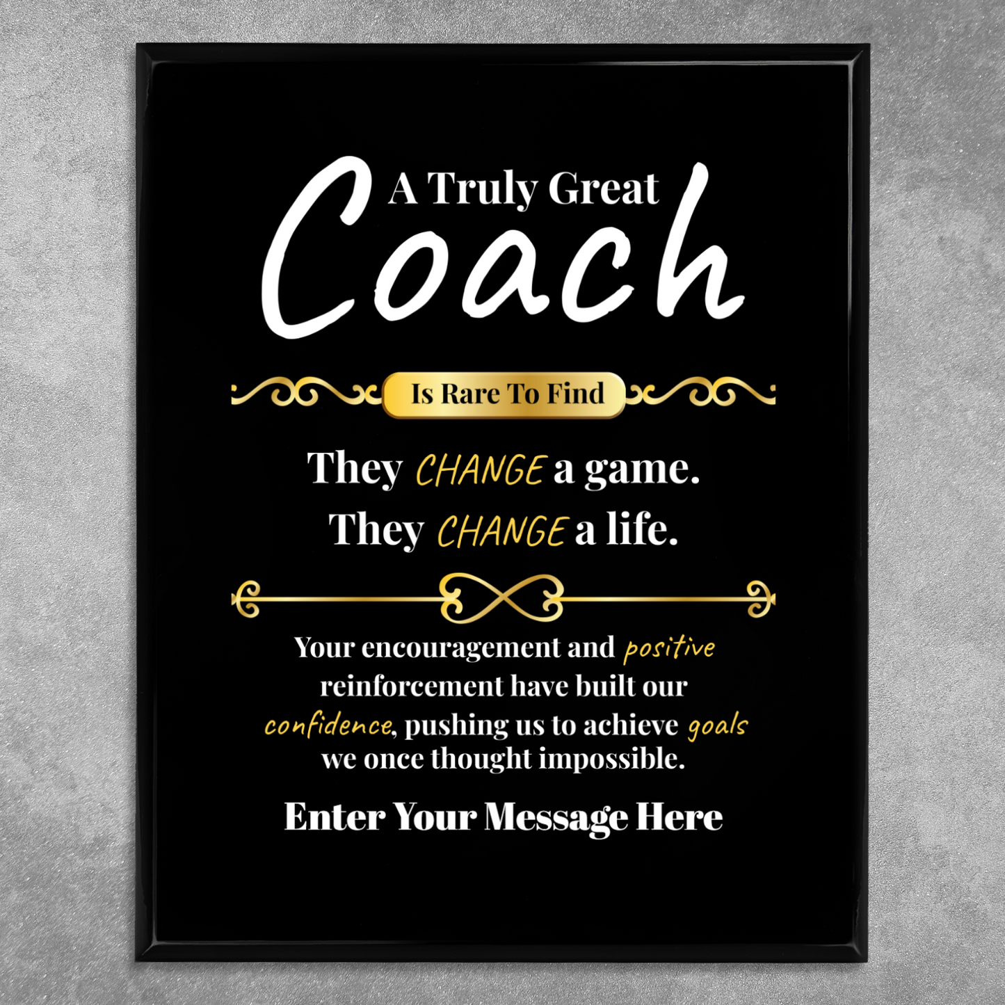 Personalized A Truly Great Coach  8" x 10" UV Printed Luxury Award