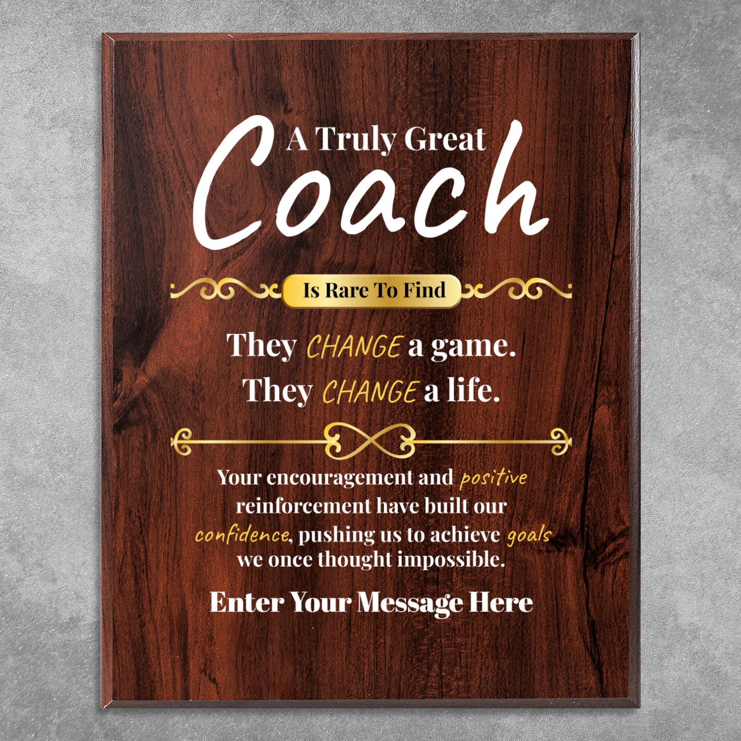 Personalized A Truly Great Coach  8" x 10" UV Printed Luxury Award