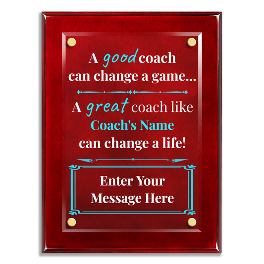 A Good Coach Can Change A Game 9" x 12" High Gloss Piano Finish Photo Plaque