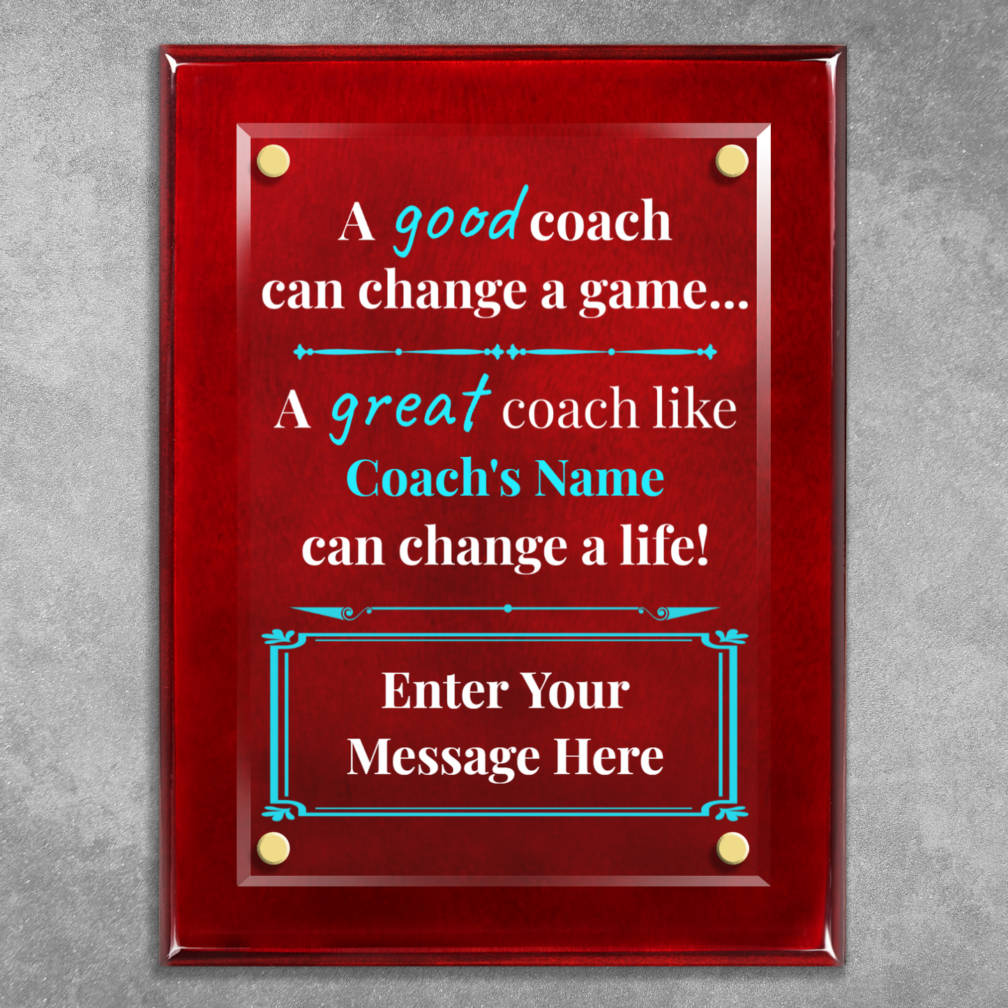 A Good Coach Can Change A Game 9" x 12" High Gloss Piano Finish Photo Plaque