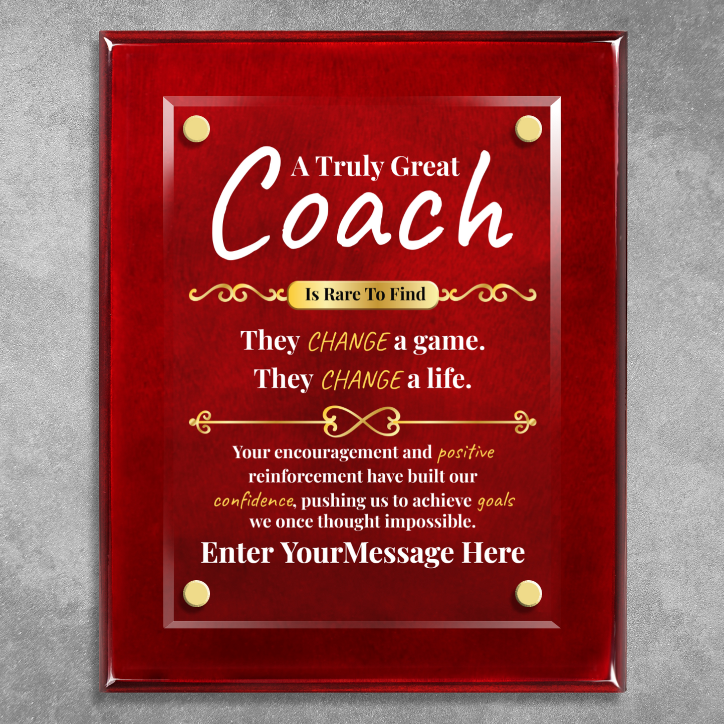 A Truly Great Coach 8" x 10" High Gloss Piano Finish Photo Plaque