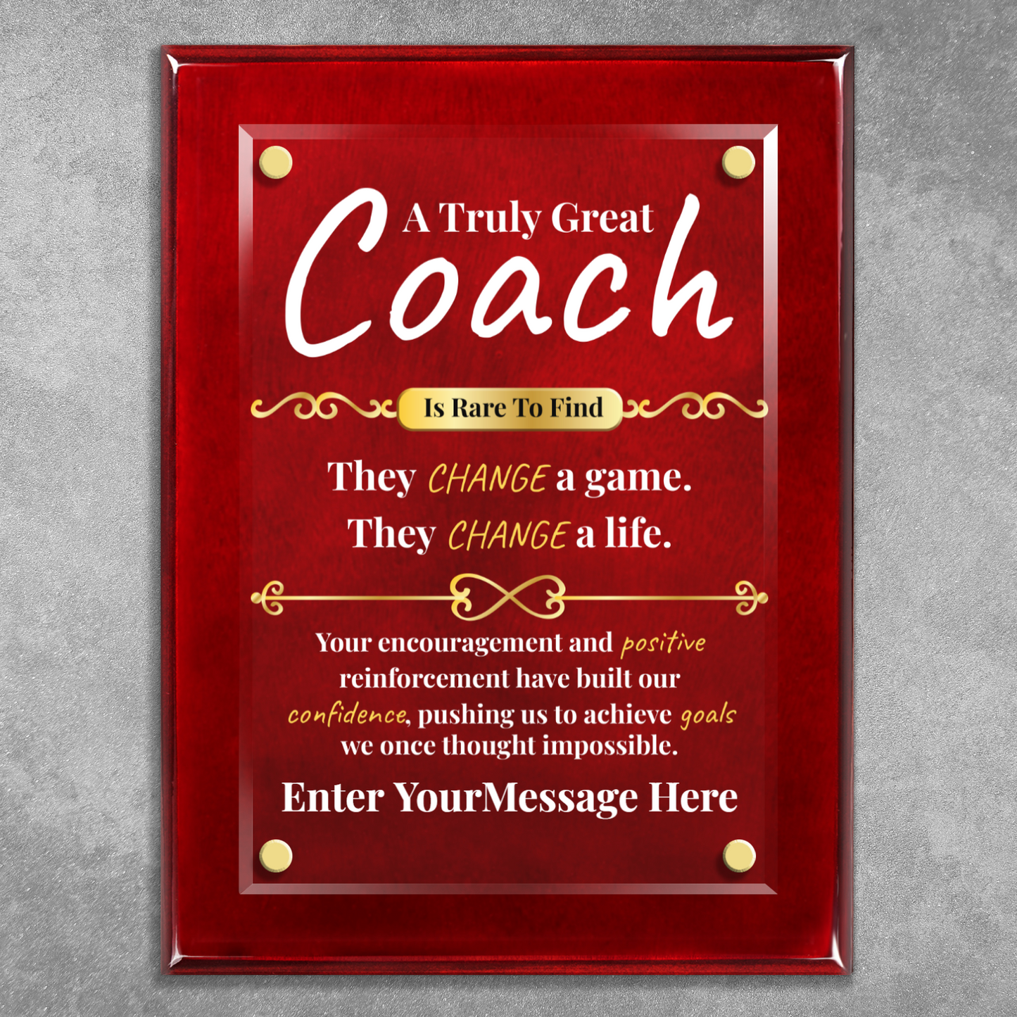A Truly Great Coach 9" x 12" High Gloss Piano Finish Photo Plaque