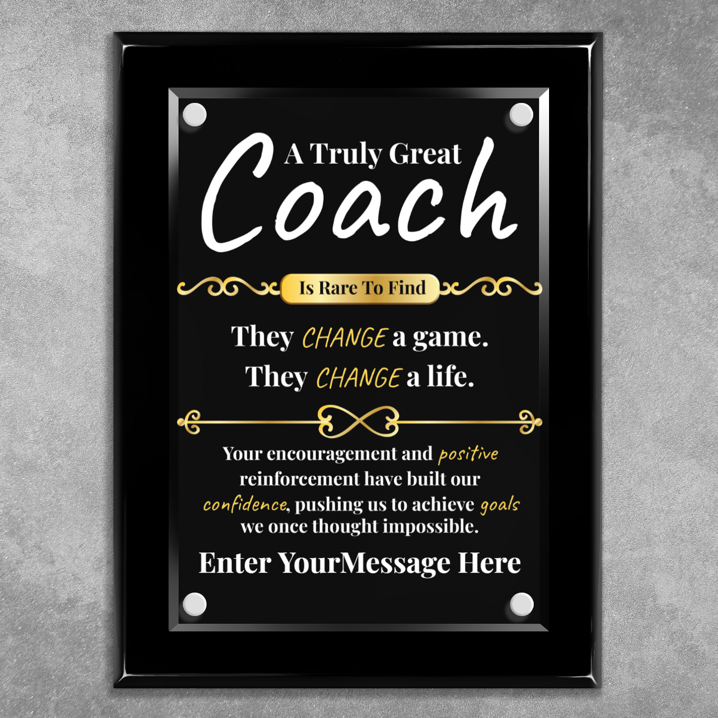 A Truly Great Coach 9" x 12" High Gloss Piano Finish Photo Plaque
