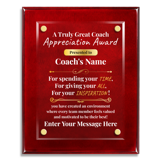 A Truly Great Coach  8" x 10" High Gloss Piano Finish Photo Plaque 2