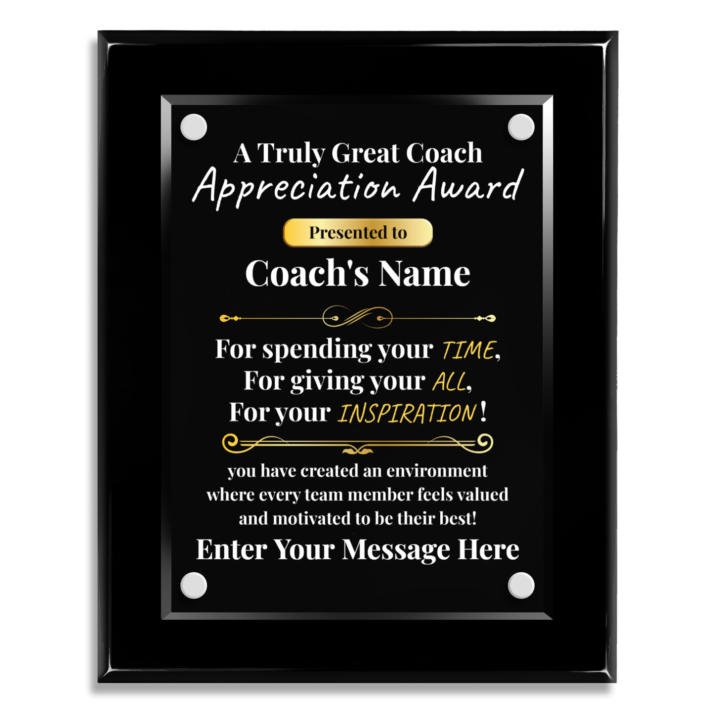 A Truly Great Coach  8" x 10" High Gloss Piano Finish Photo Plaque 2